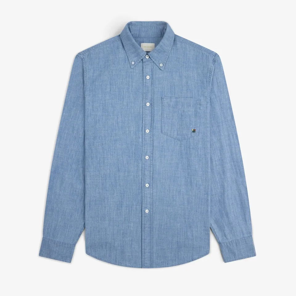 aim-leon-dore-crest-chambray-hemd-blau-regular-fit image 1