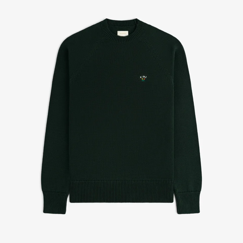 aim-leon-dore-crest-raglan-sweater-crewneck-gr-n image 1