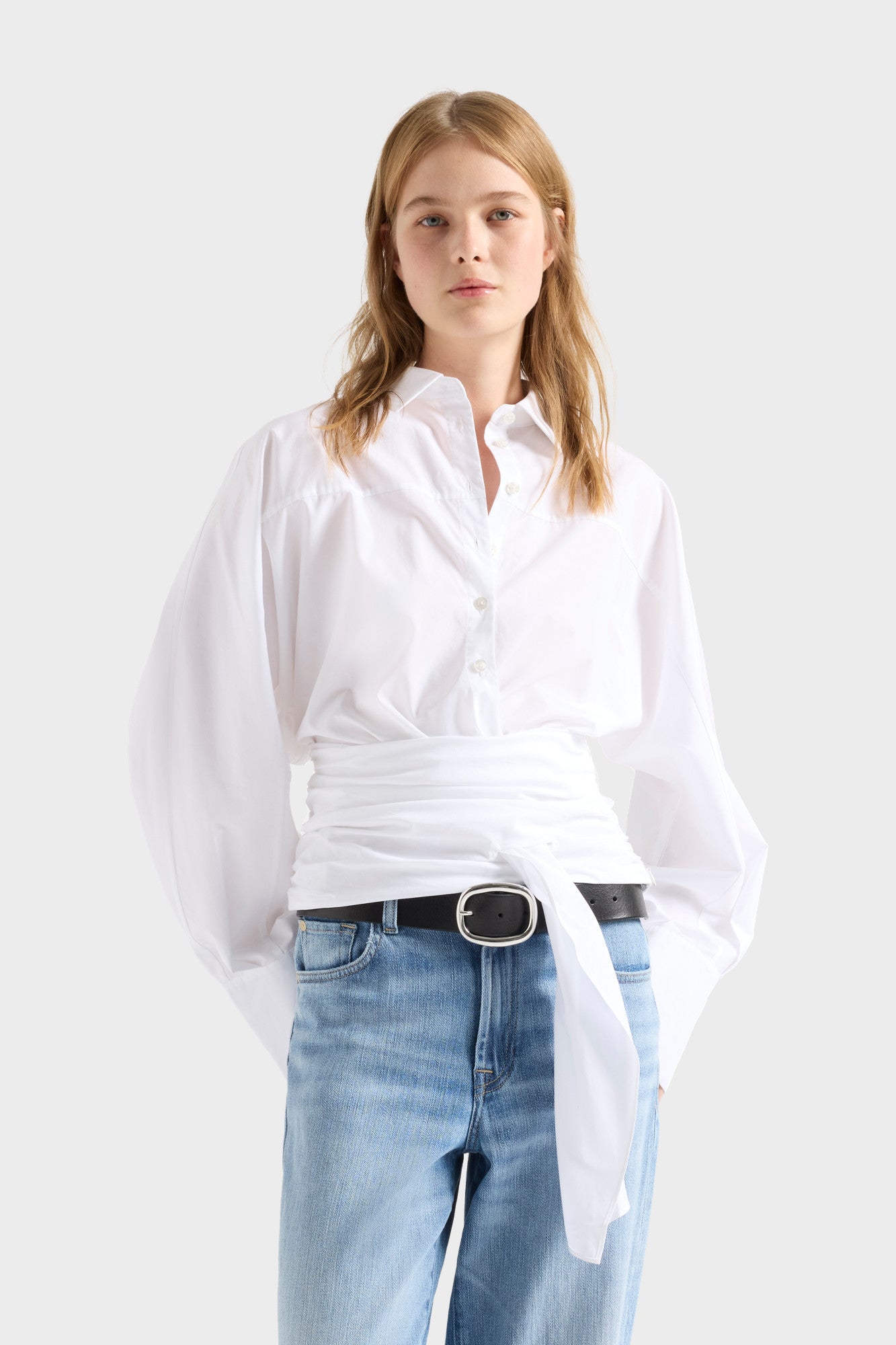 7-for-all-mankind-waist-tie-shirt-poplin-optical-white-damenhemd image 3