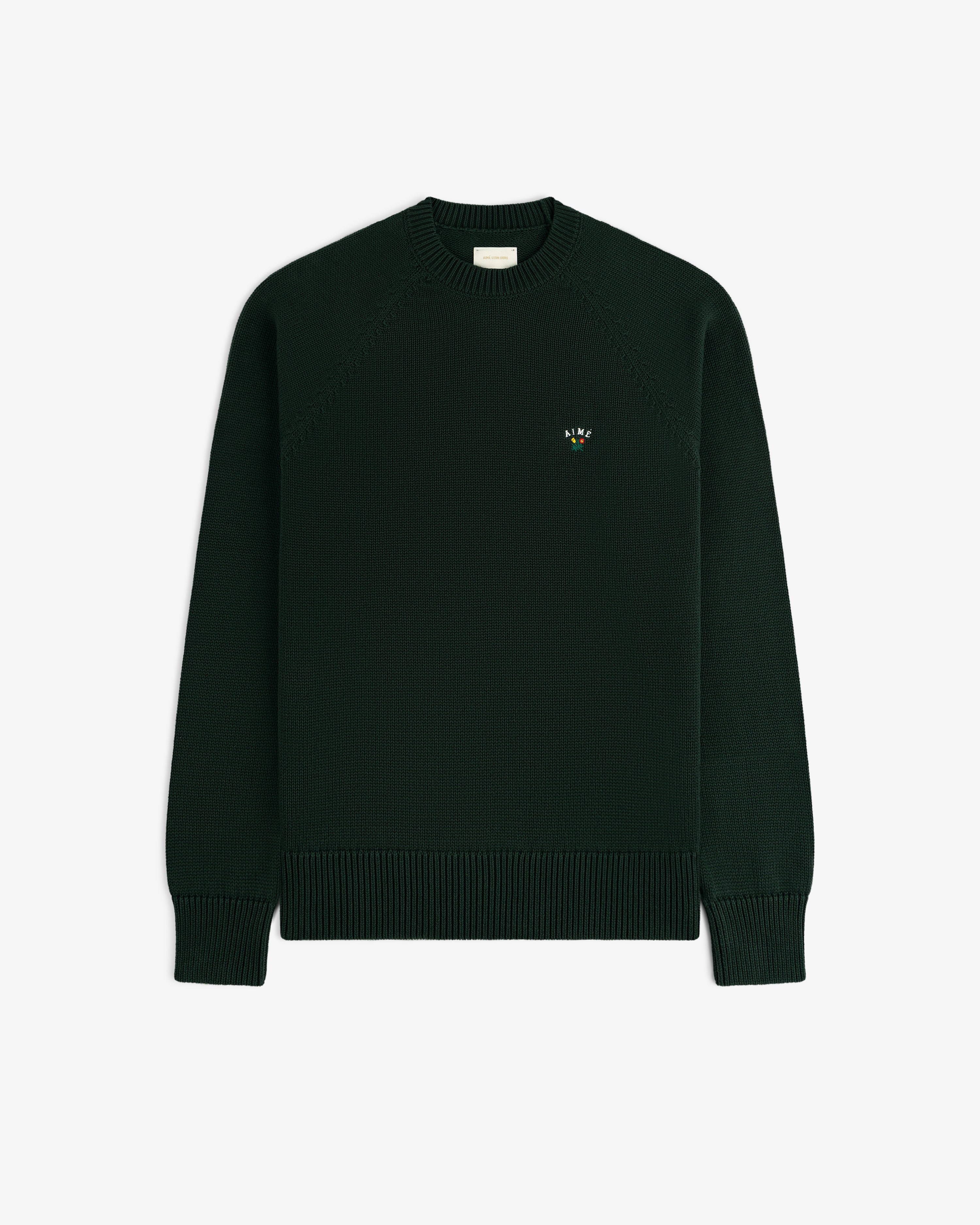 aim-leon-dore-crest-raglan-sweater-crewneck-gr-n image 2