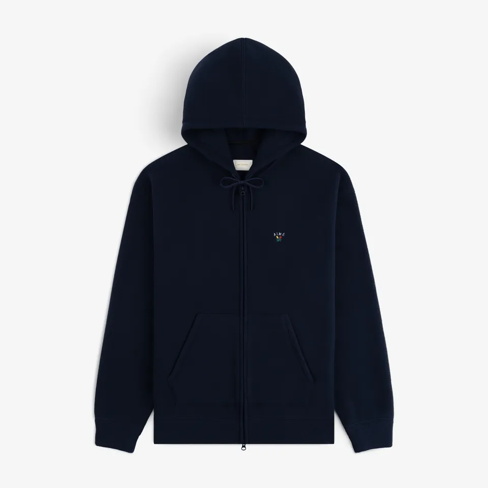 aim-leon-dore-crest-fleece-full-zip-hoodie-navy image 1