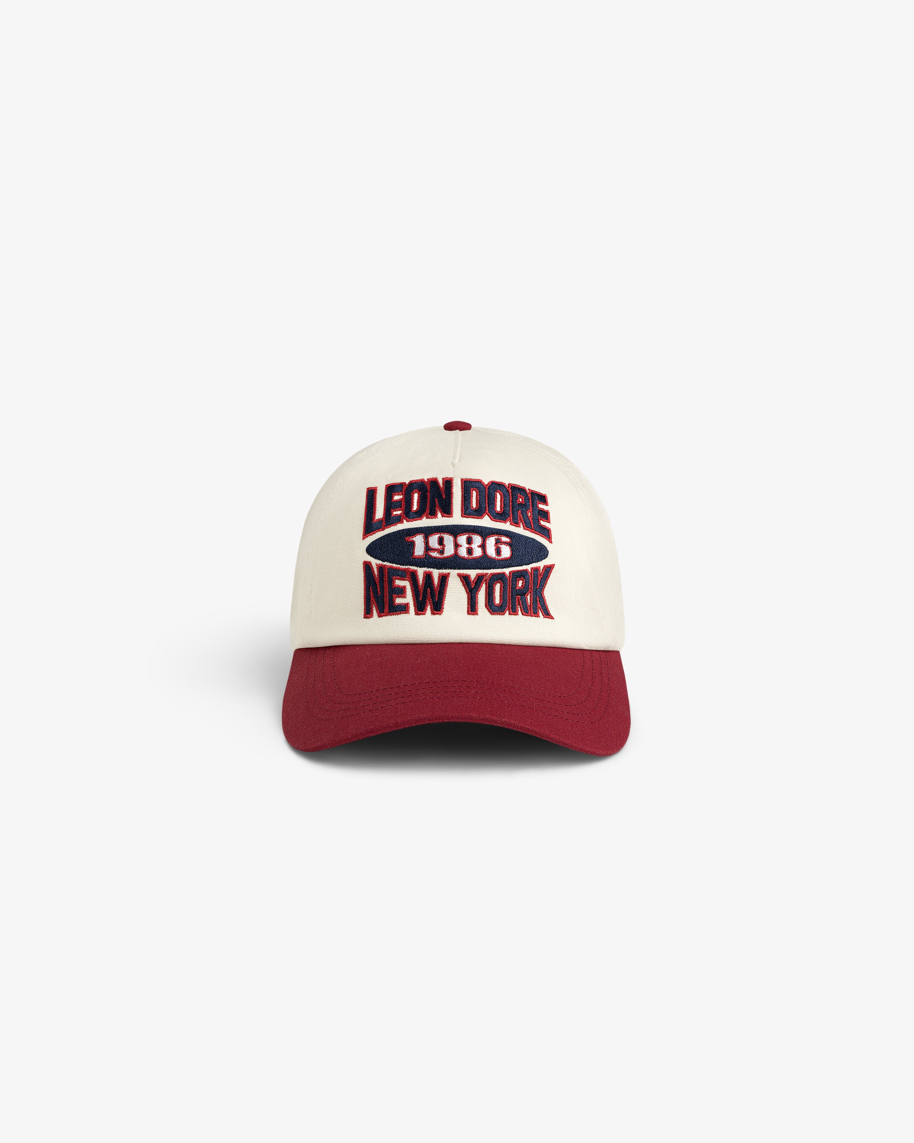 aim-leon-dore-colorblock-club-hat-creme-rot image 2