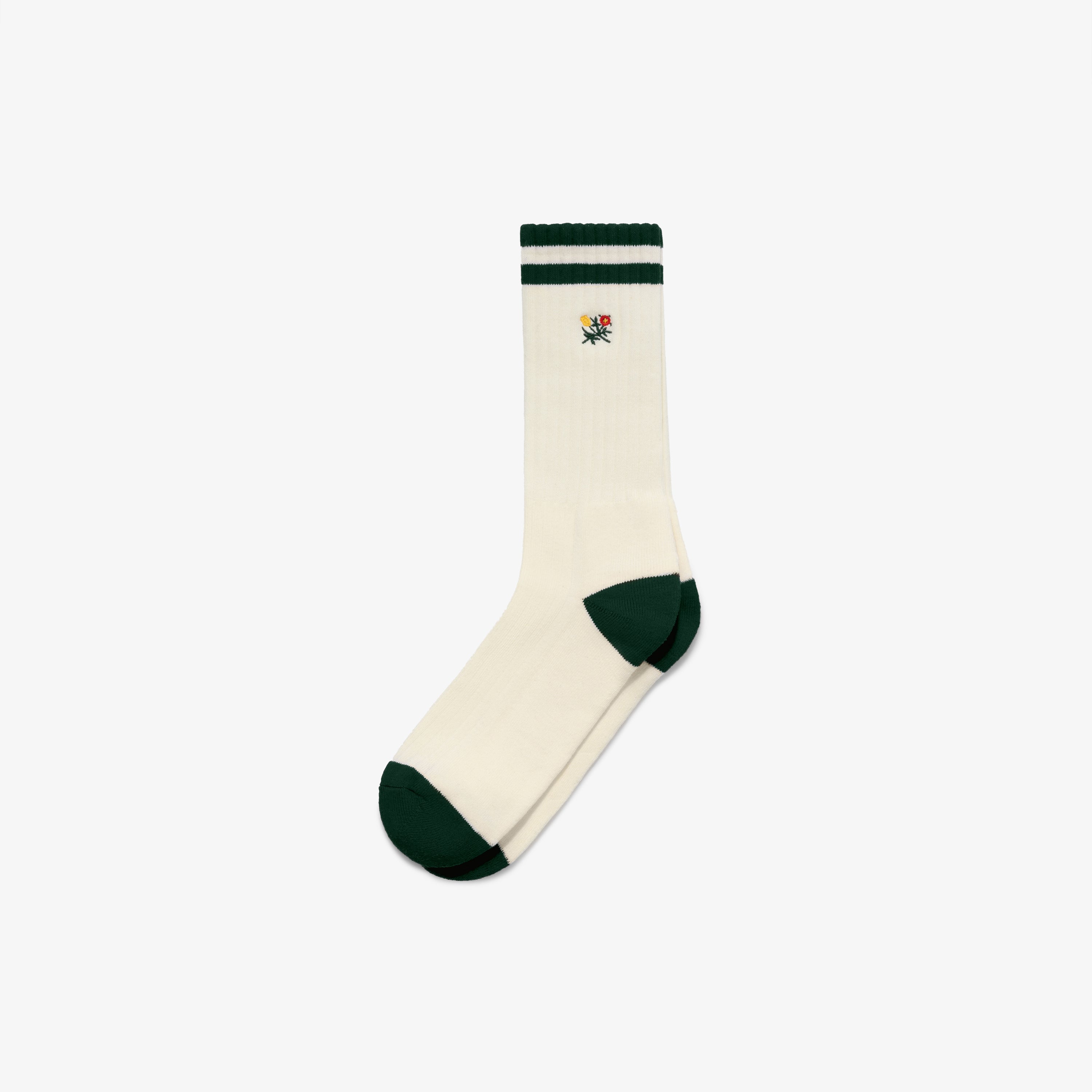 aim-leon-dore-striped-crest-sock-cream-green-baumwollsocken image 1