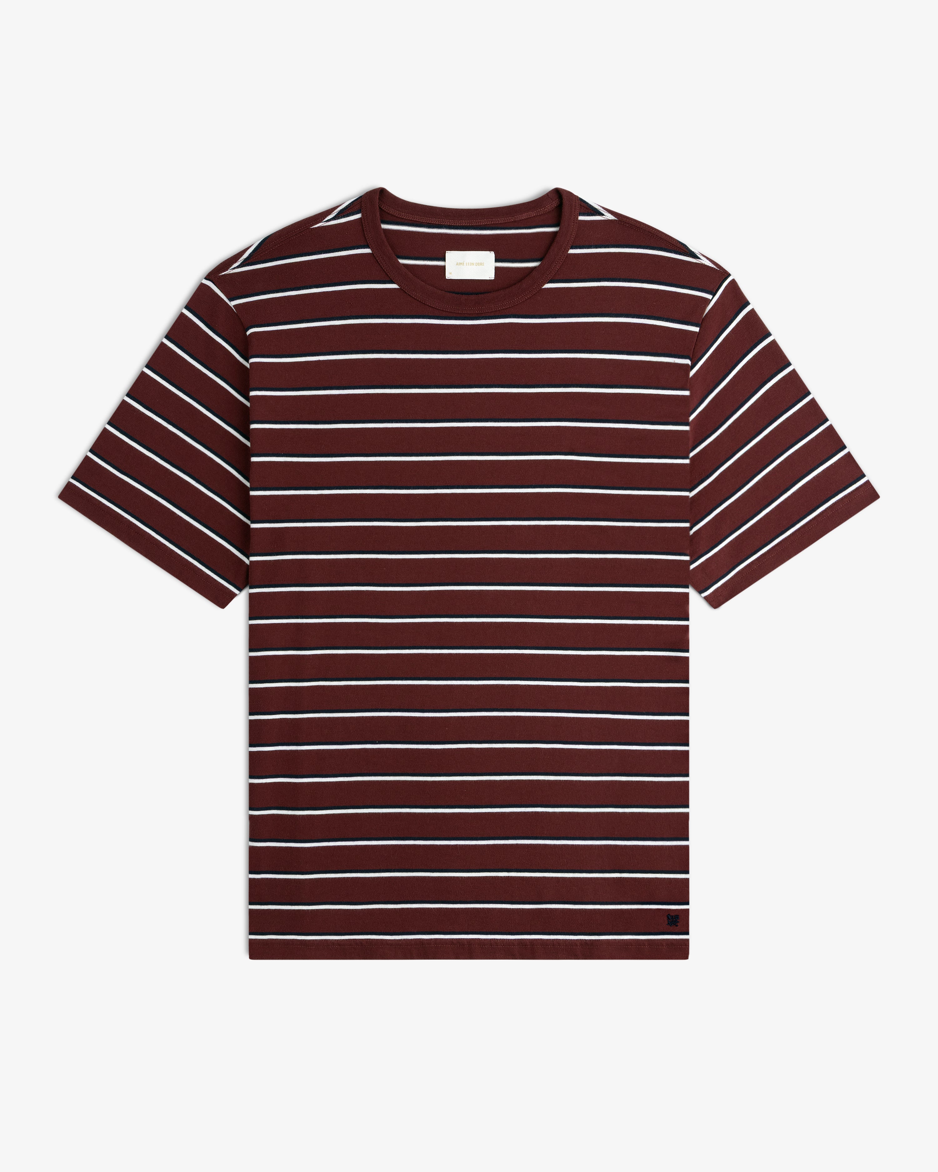 aim-leon-dore-yarn-dyed-striped-tee-braun-creme-streifen-shirt image 2