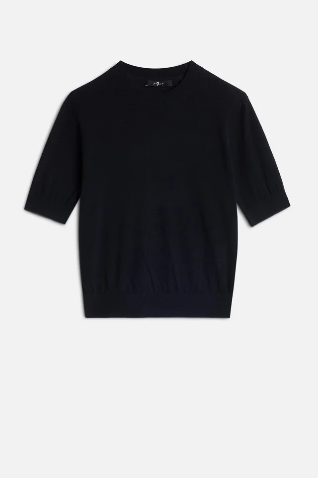 7-for-all-mankind-damen-wollpullover-kurzarm-schwarz image 1