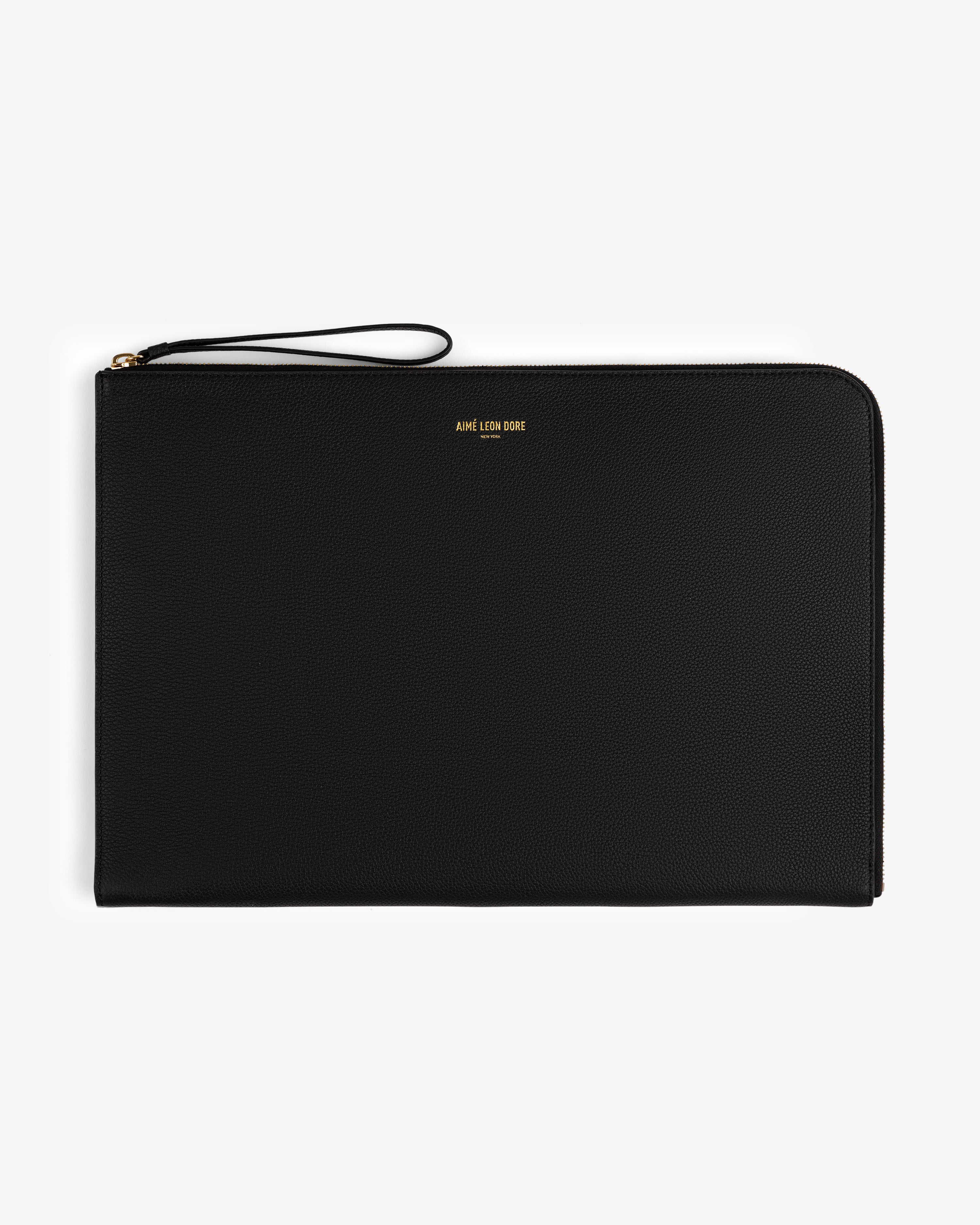 aim-leon-dore-large-leather-pouch-schwarz-vollnarbenleder image 2
