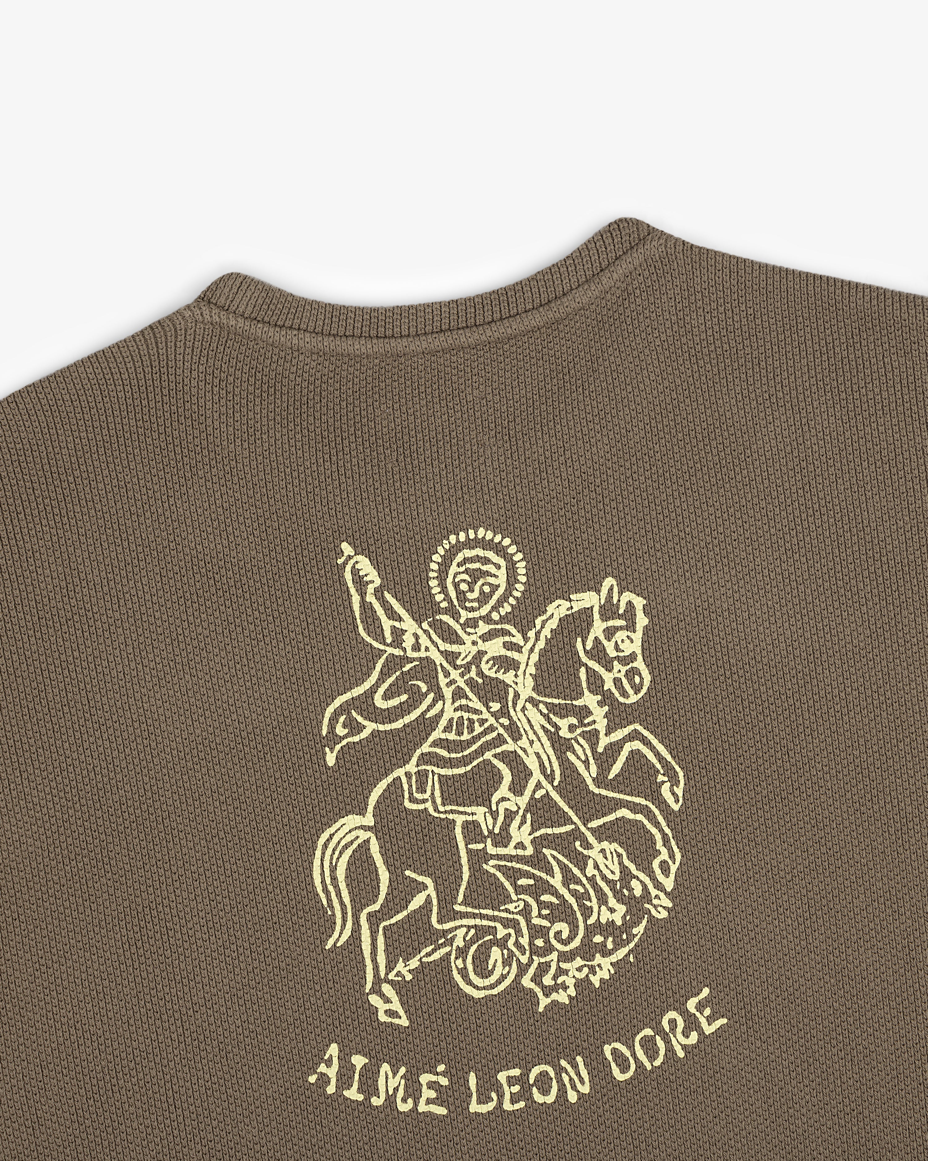 aim-leon-dore-saint-george-piqu-crewneck-sweatshirt-taupe image 4