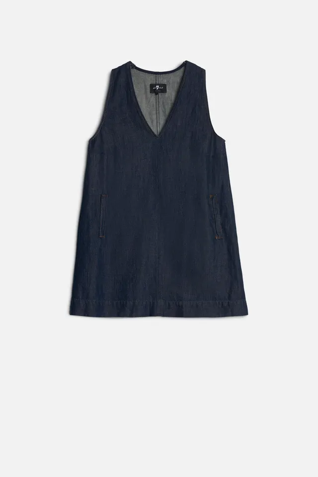 7-for-all-mankind-indigo-linen-v-neck-dress-blueberry-mini-kleid image 1