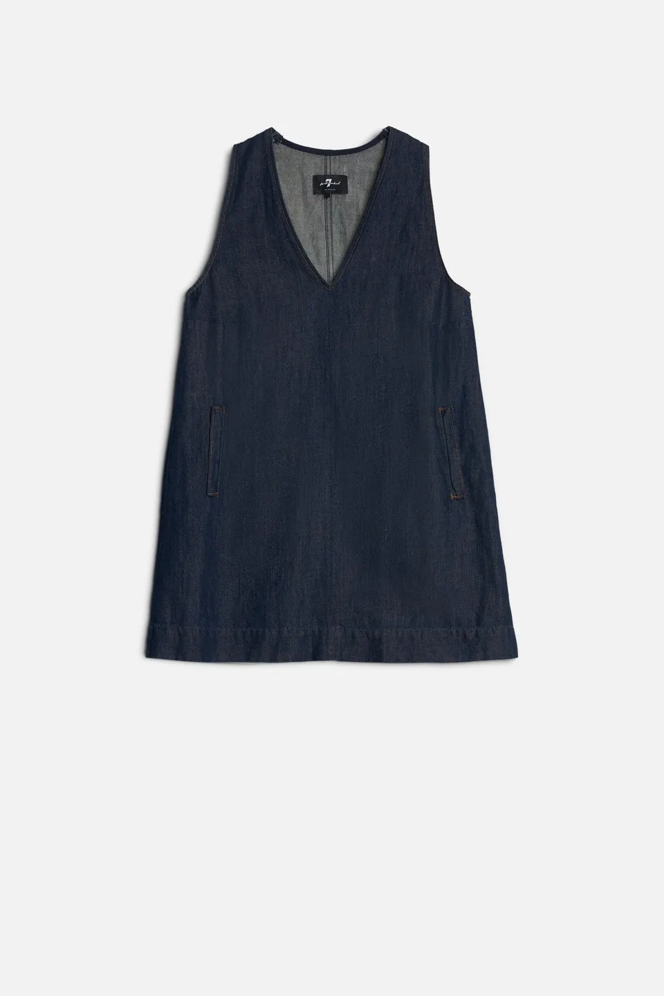 7-for-all-mankind-indigo-linen-v-neck-dress-blueberry-mini-kleid image 1