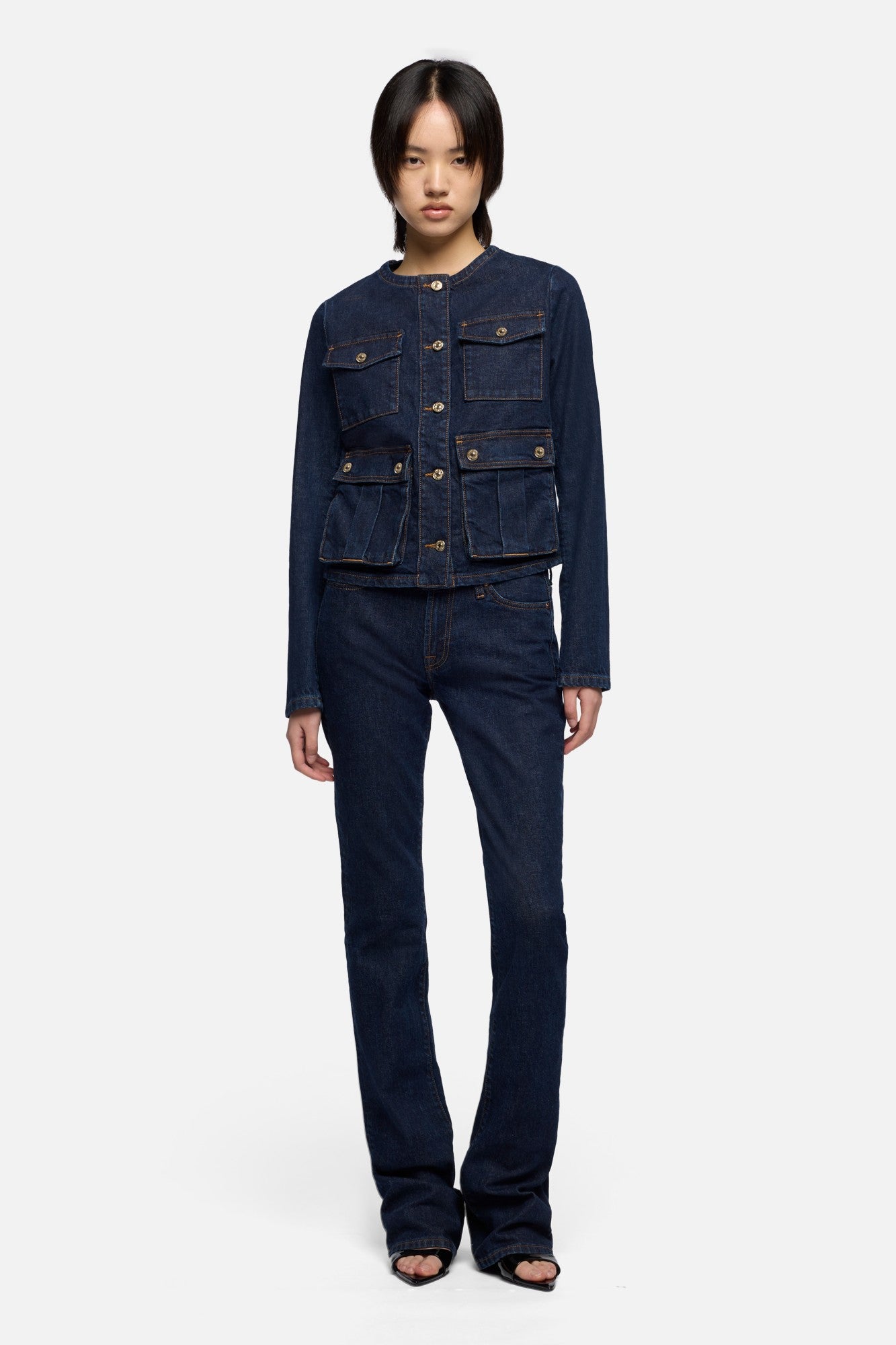 7-for-all-mankind-collarless-jacket-rinsed-indigo-damen-jeansjacke image 2
