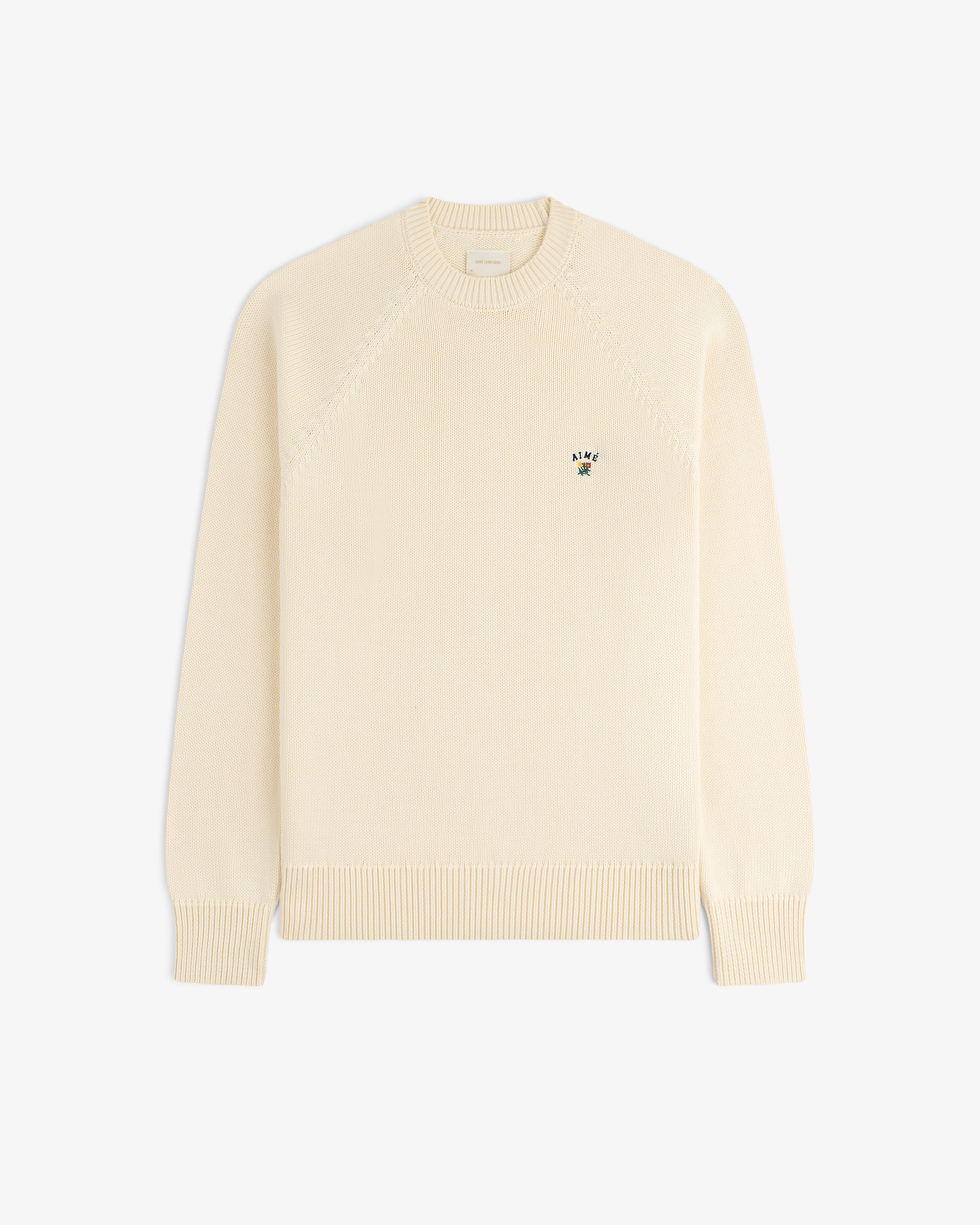 aim-leon-dore-crest-raglan-sweater-creme-strickpullover-baumwolle image 2