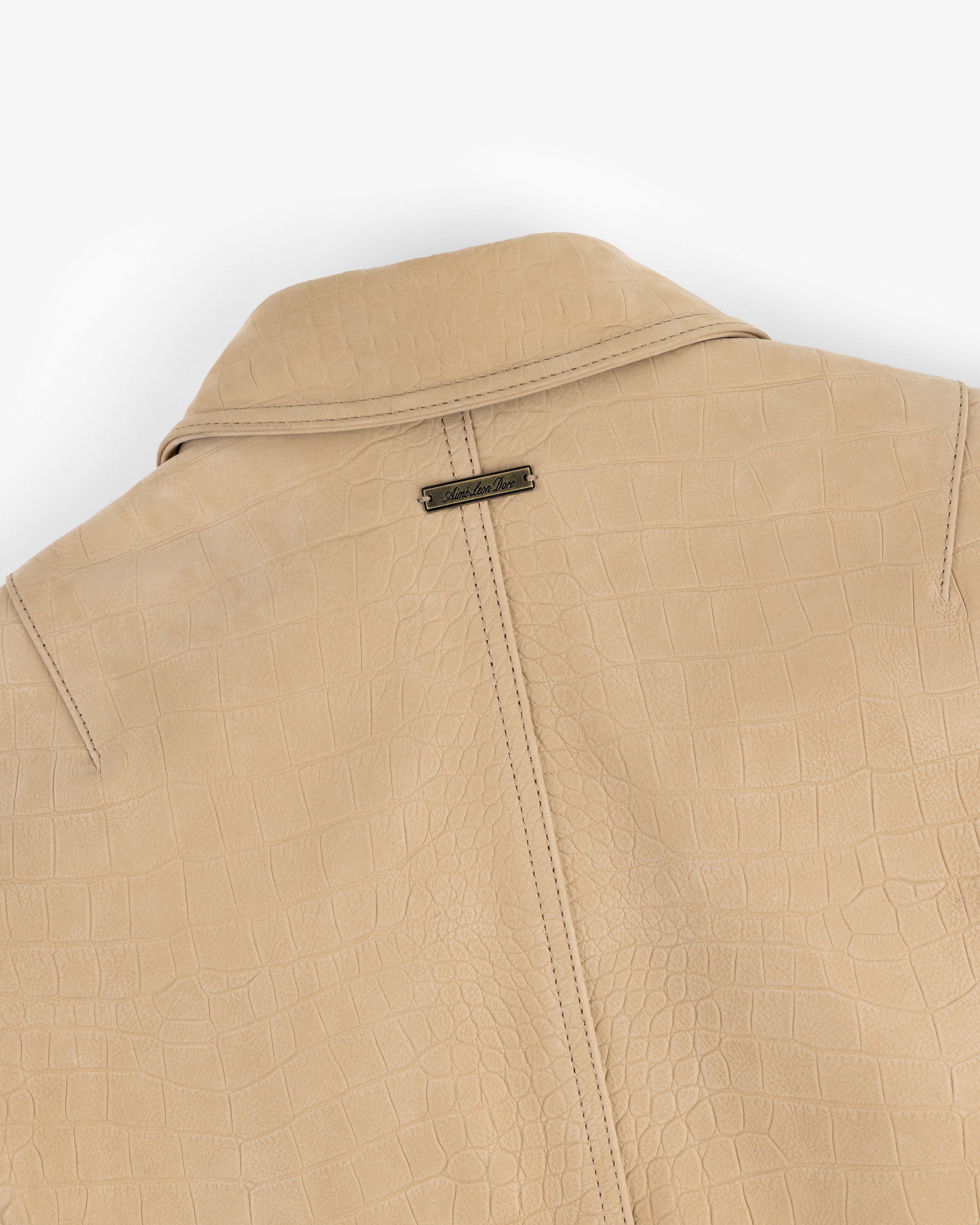 aim-leon-dore-croc-embossed-nubuck-bomber-jacket-tan image 6