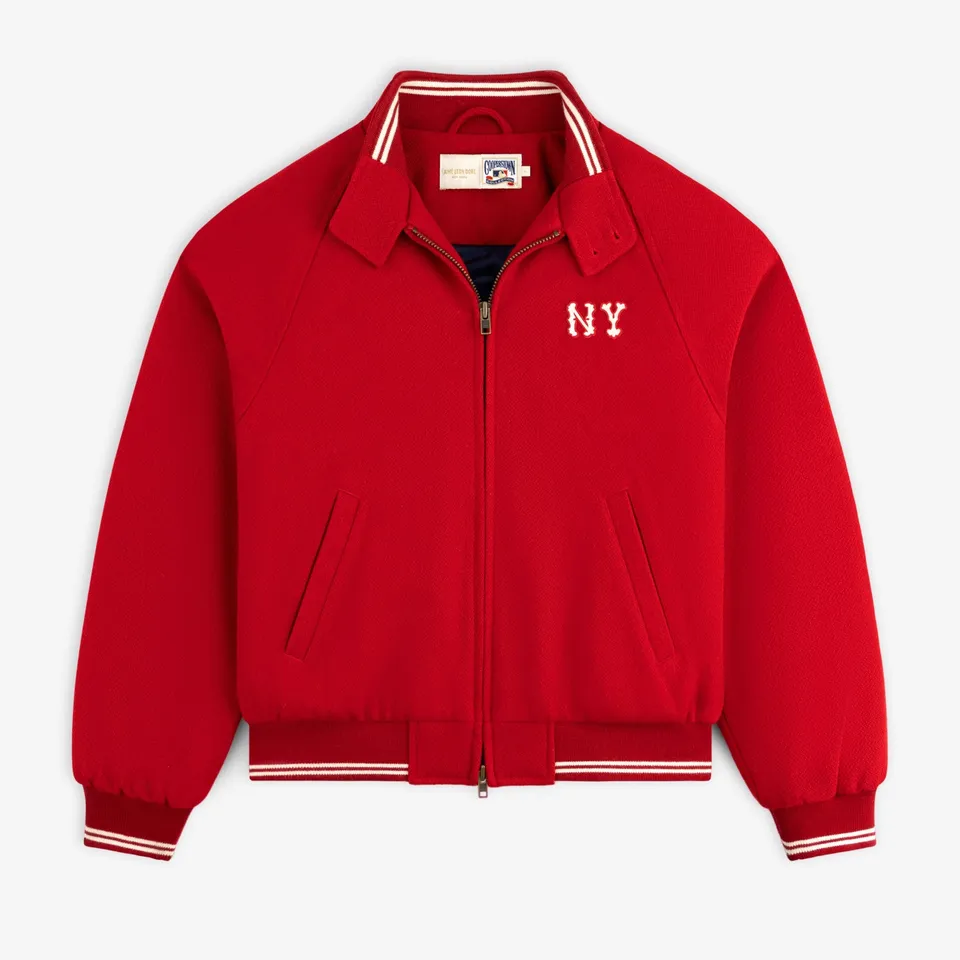 aim-leon-dore-ny-highlanders-wool-varsity-jacke-rot image 1