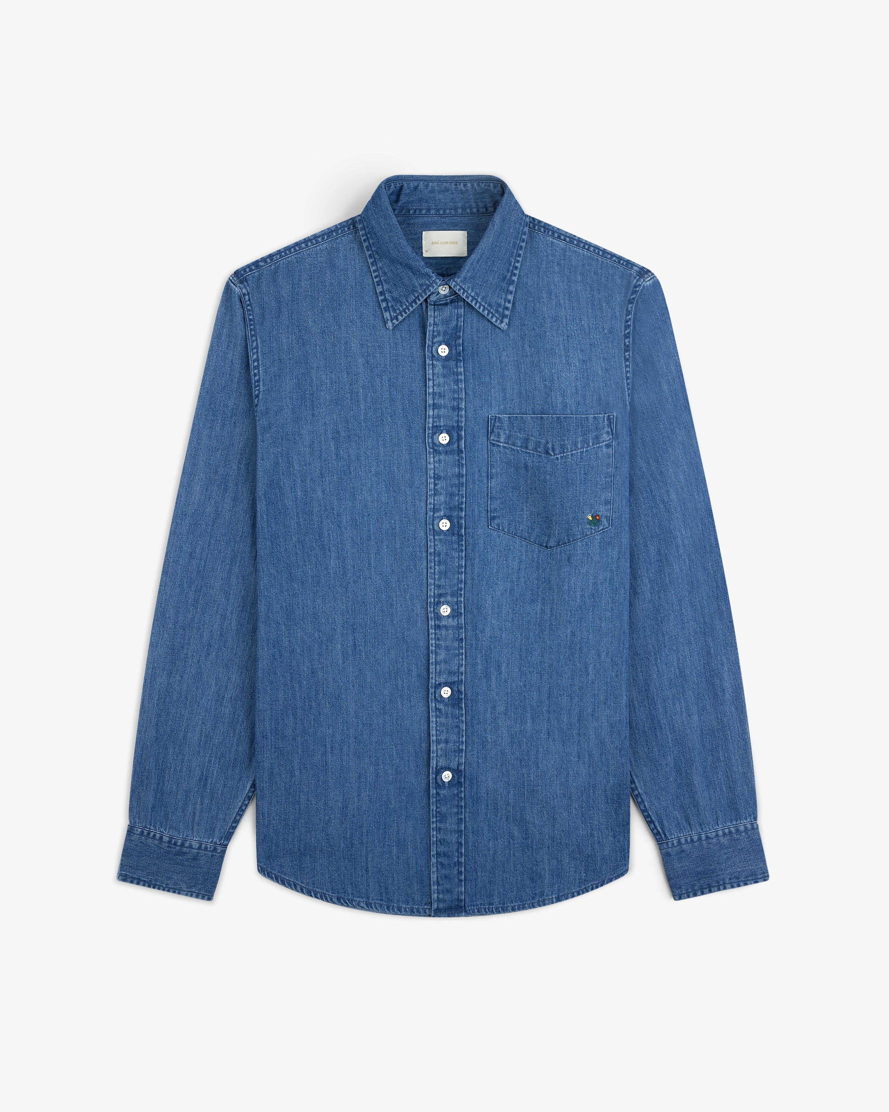 aim-leon-dore-crest-chambray-hemd-blau-regular-fit-2 image 2