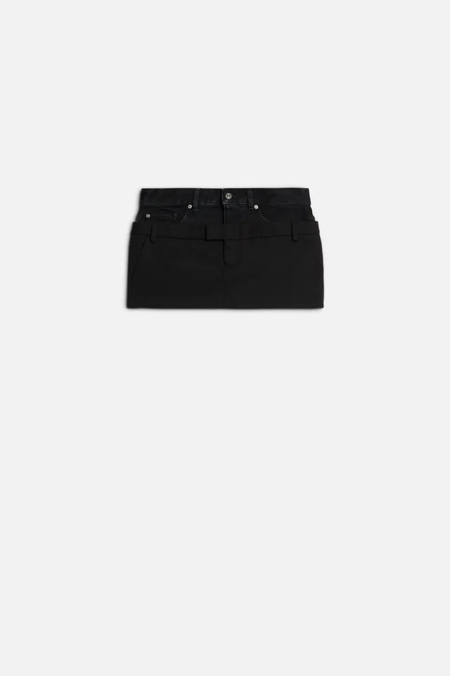 7-for-all-mankind-double-waist-skirt-black-damen-minirock image 1