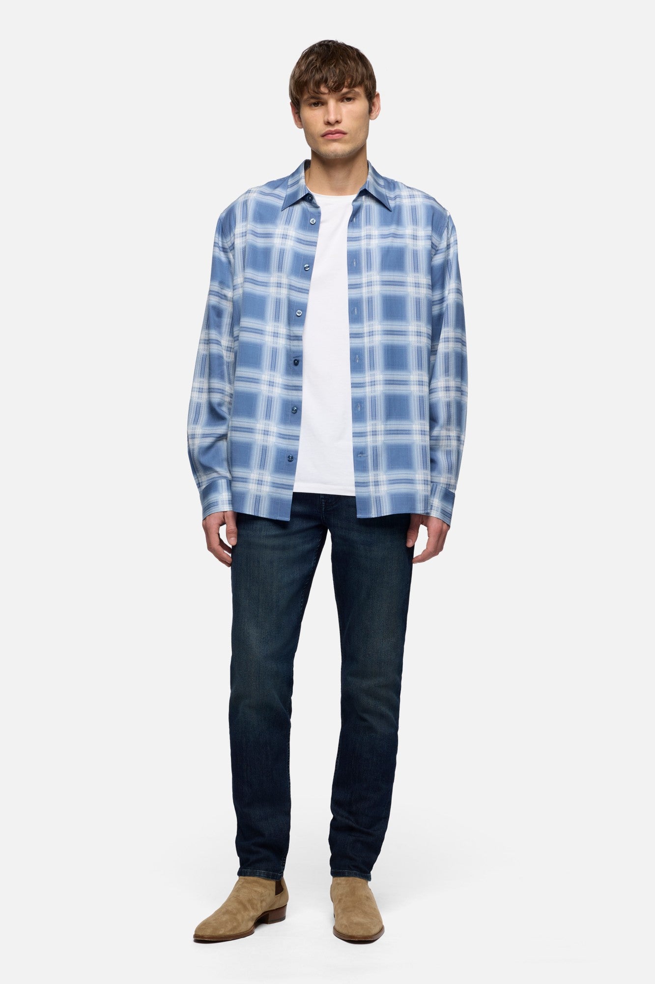 7-for-all-mankind-classic-button-up-shirt-herren-fluid-blue-check image 2