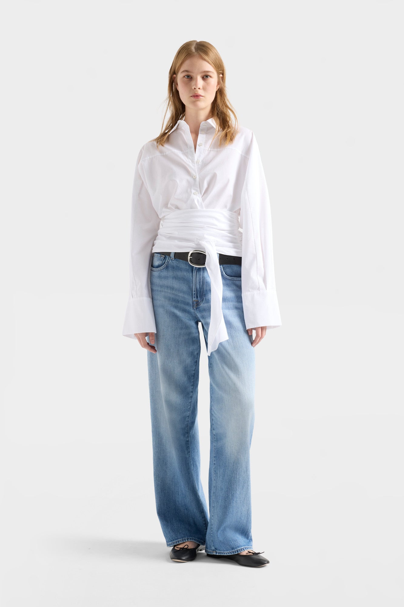 7-for-all-mankind-waist-tie-shirt-poplin-optical-white-damenhemd image 2