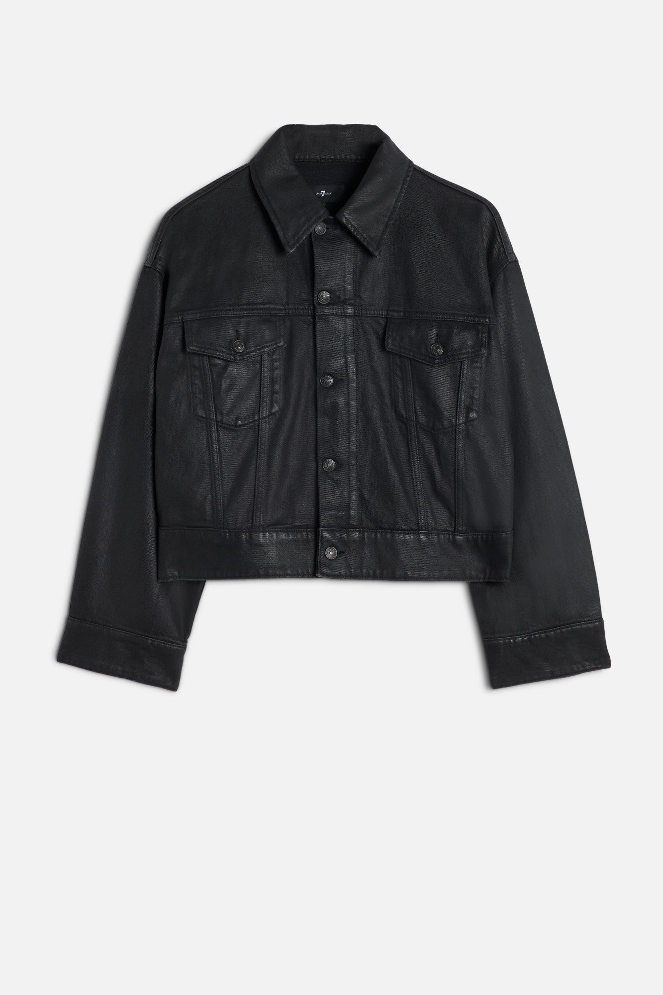 7-for-all-mankind-oli-cropped-trucker-jacket-coated-blackcat image 1