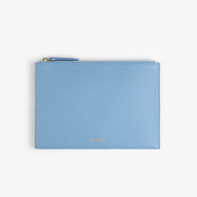 aim-leon-dore-small-tumbled-leather-pouch-blaue-kalbsleder-tasche image 1
