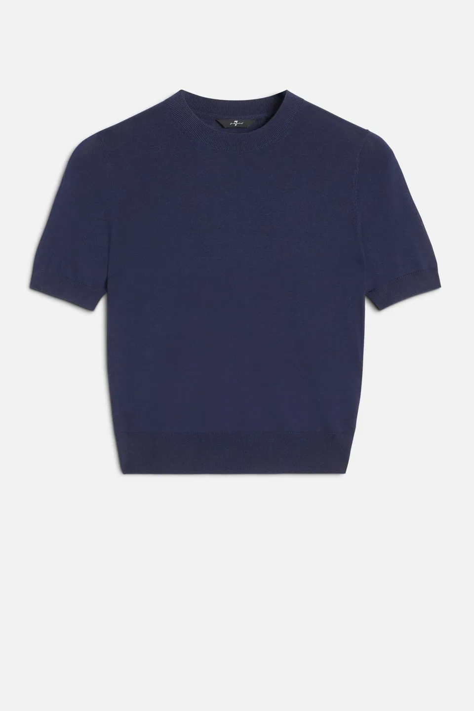 7-for-all-mankind-silk-blend-kurzarm-pullover-navy-damen image 1