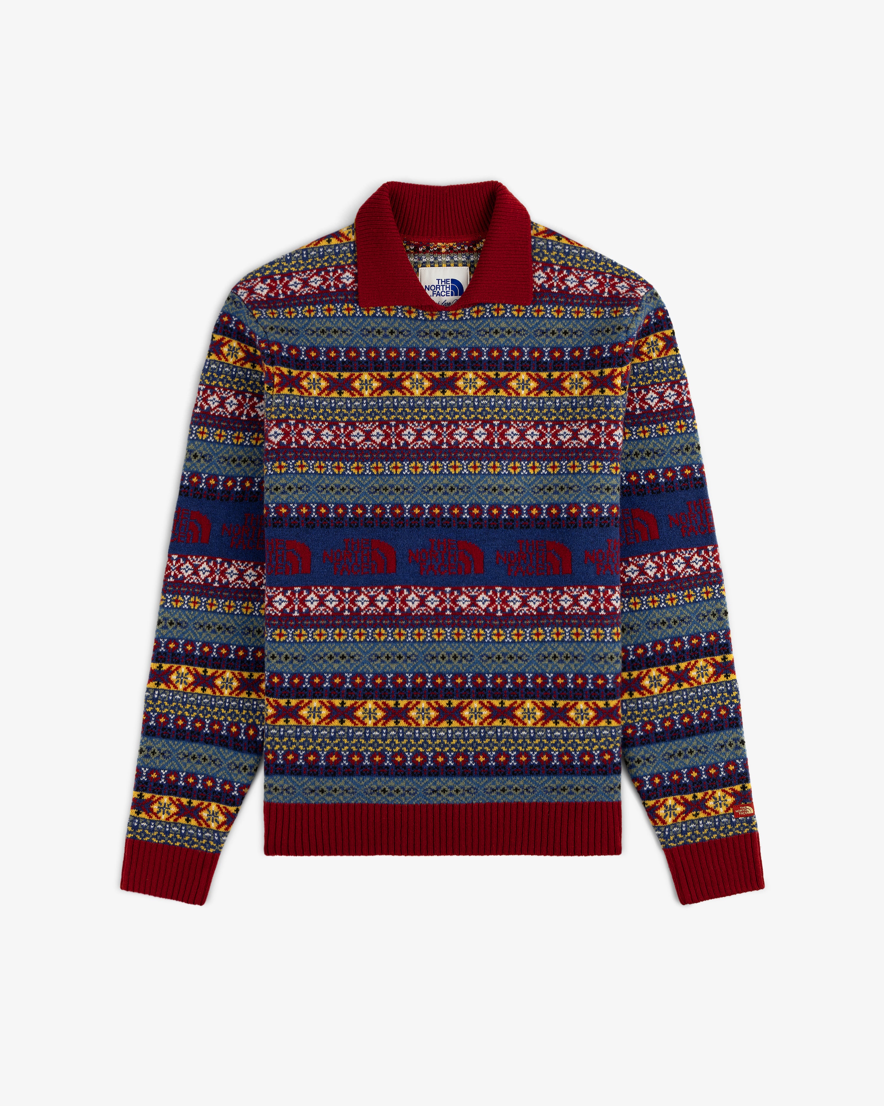 aim-leon-dore-x-the-north-face-fair-isle-knit-polo-merino-pullover image 2