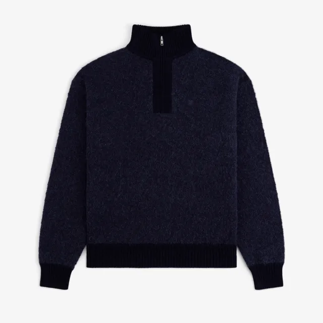 aim-leon-dore-alpaca-wool-quarter-zip-sweater-navy-strickpullover image 1