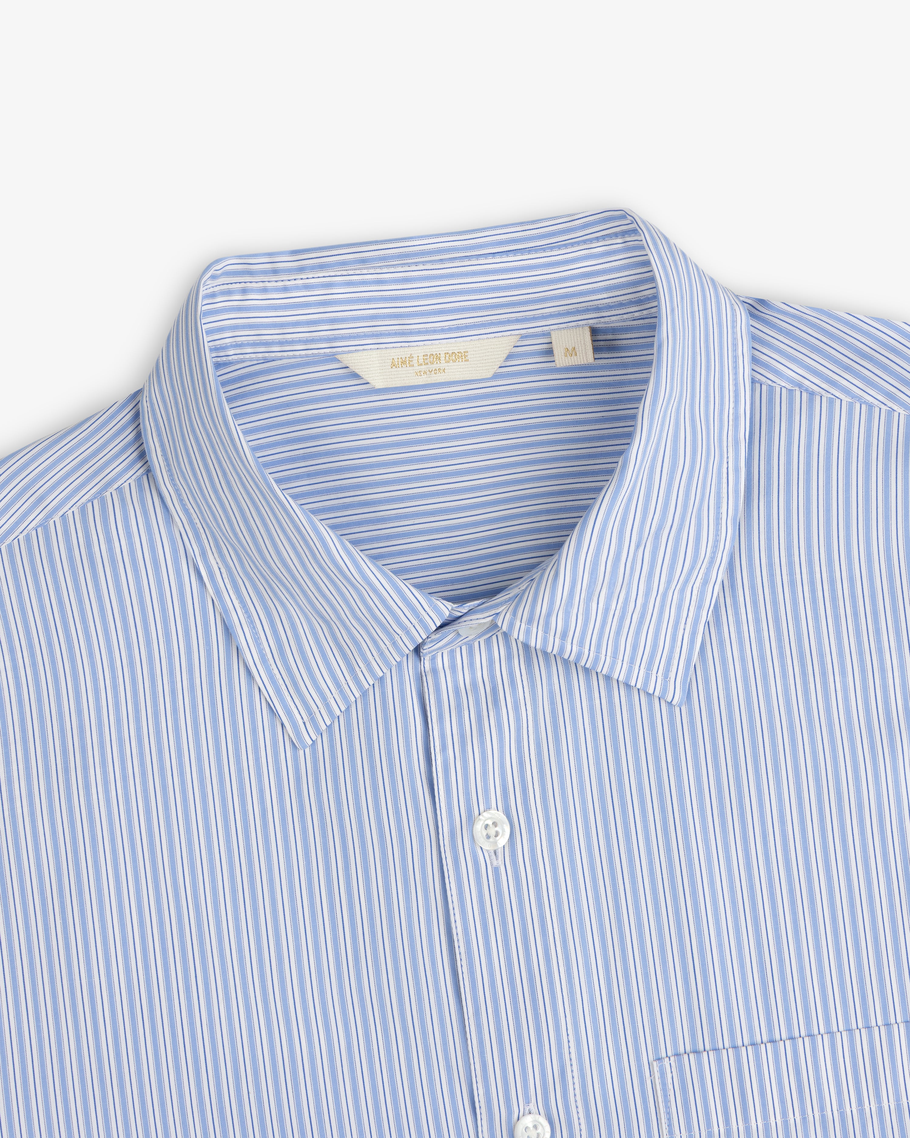 aim-leon-dore-poplin-casual-shirt-blau-streifen image 3