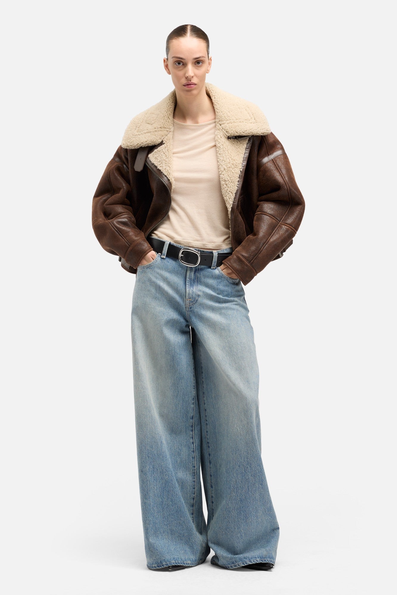 7-for-all-mankind-leather-shearling-jacke-brown-oversized-biker-aus-italienische image 2