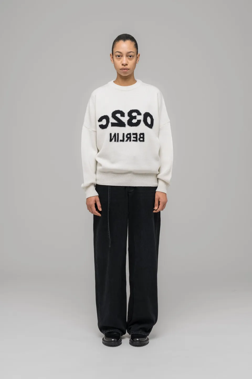 032c-selfie-sweater-white-black-merino-pullover image 1