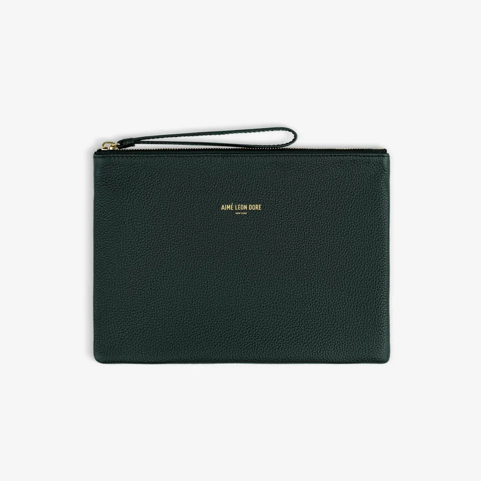 aim-leon-dore-small-leather-pouch-tasche-gr-n image 1