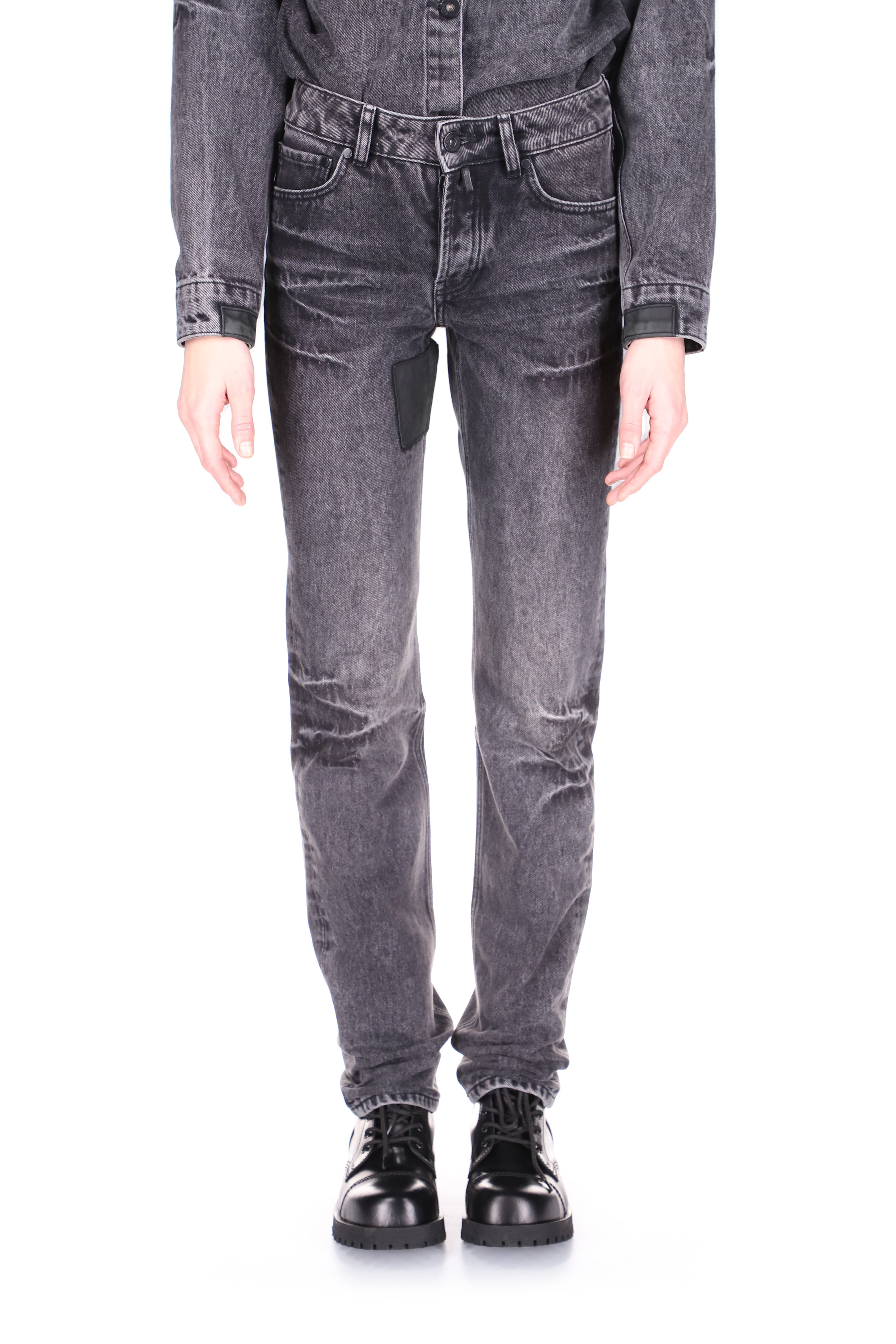 032c-moon-wash-jeans-slim-fit-5-pocket-patchwork-jeans-acid-black image 1