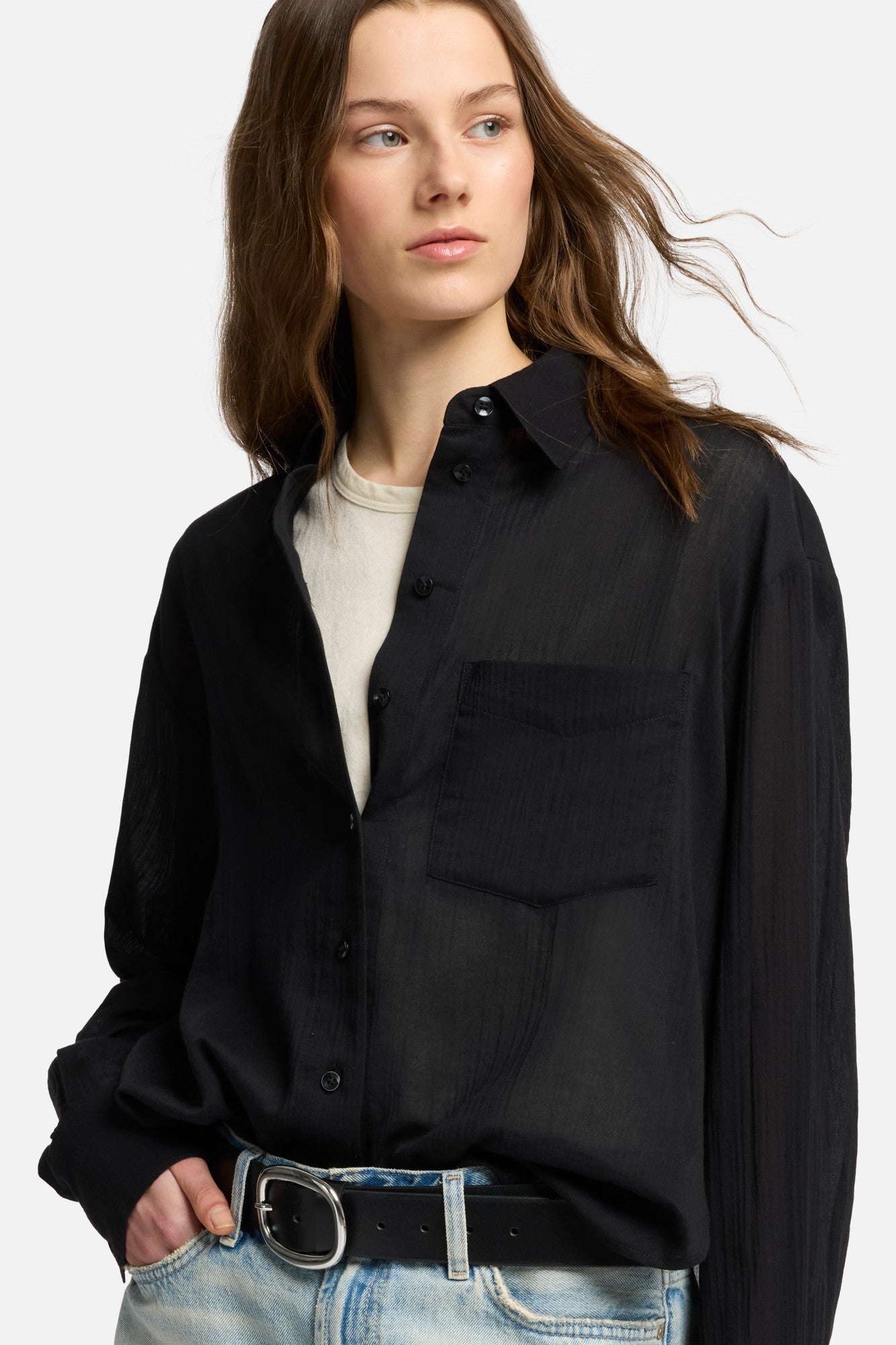 7-for-all-mankind-oversize-button-down-damen-bluse-schwarz image 4
