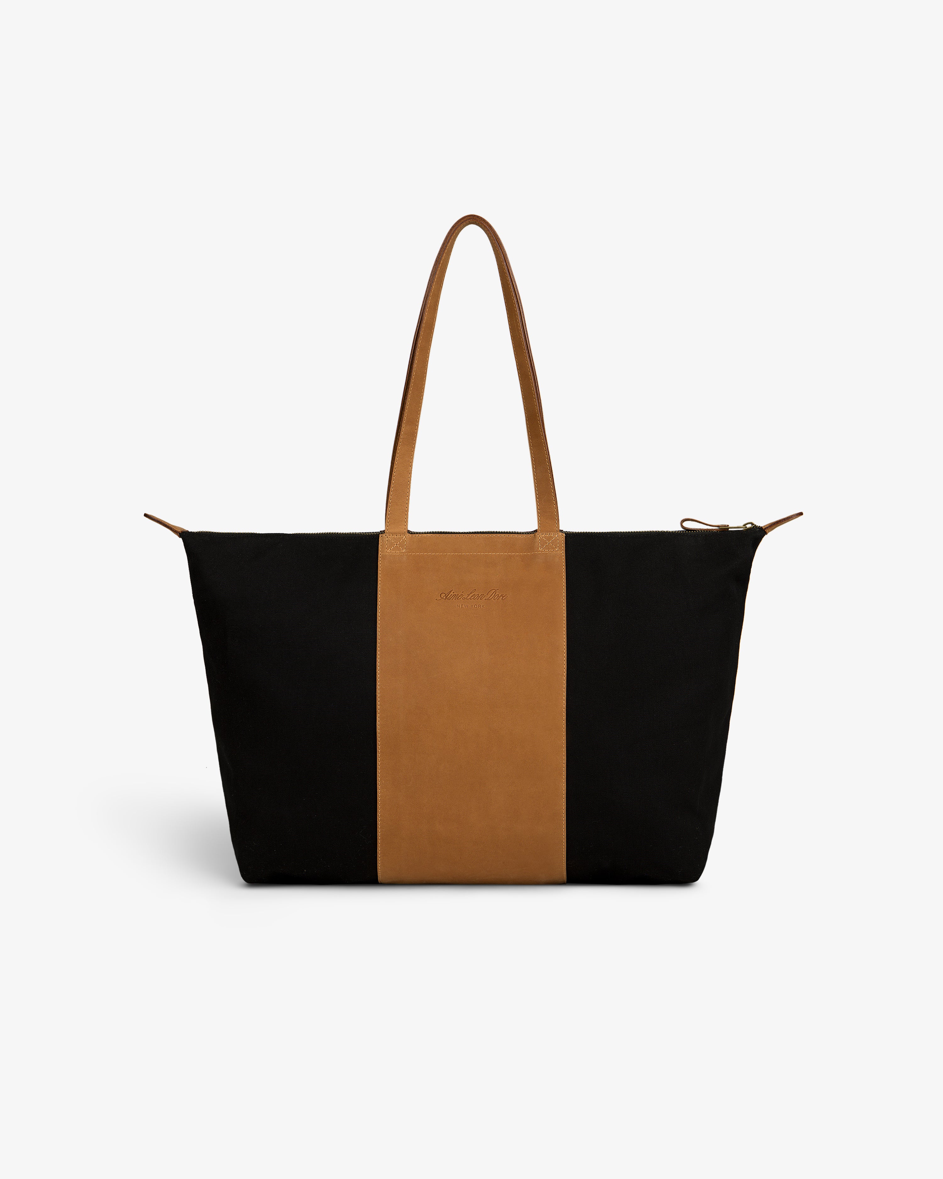 aim-leon-dore-leather-canvas-zip-tote-tasche-schwarz-21-2-zoll image 3