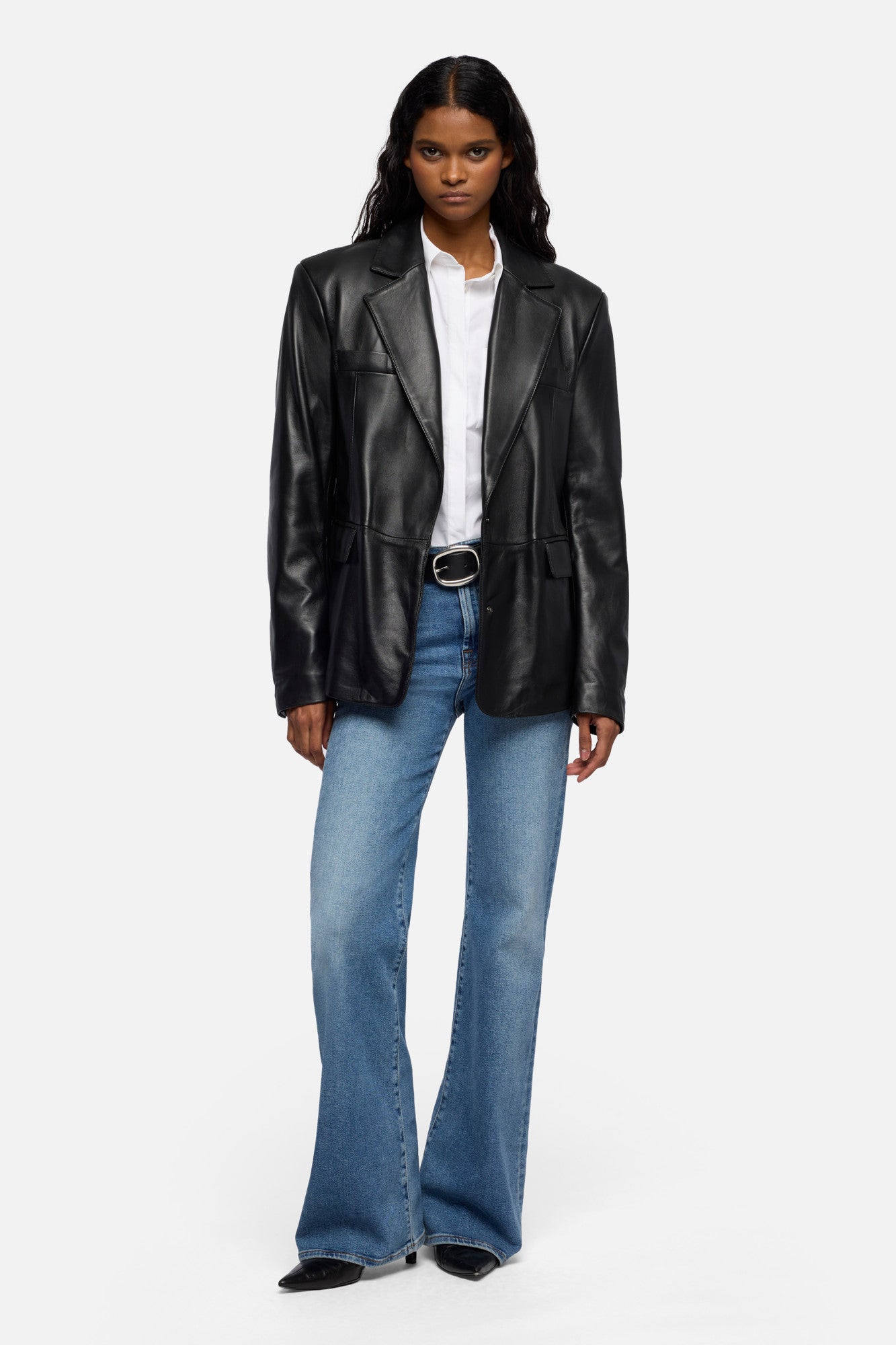 7-for-all-mankind-italian-leather-blazer-in-black image 2