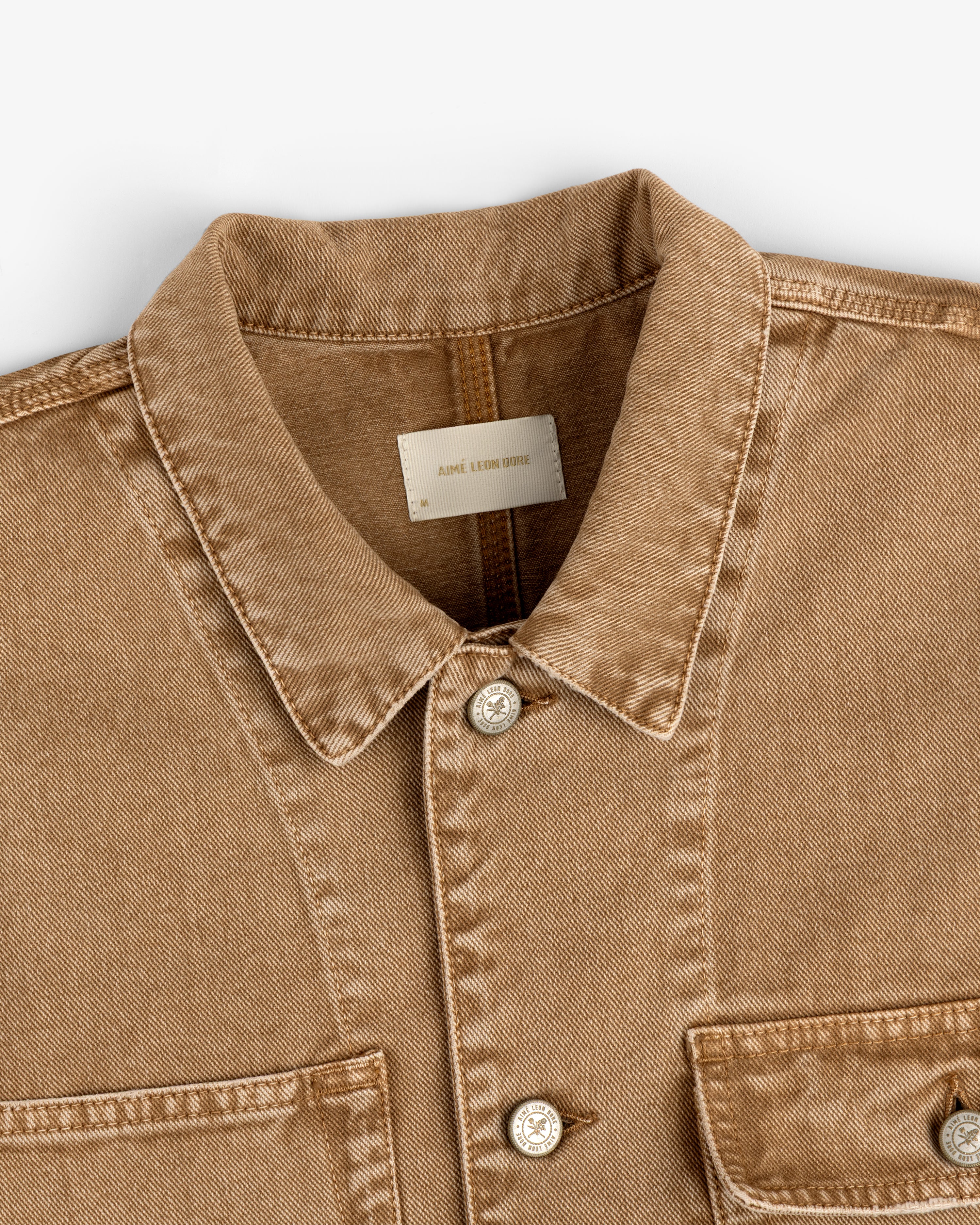 aim-leon-dore-denim-trucker-jacket-italian-cotton-tan image 6