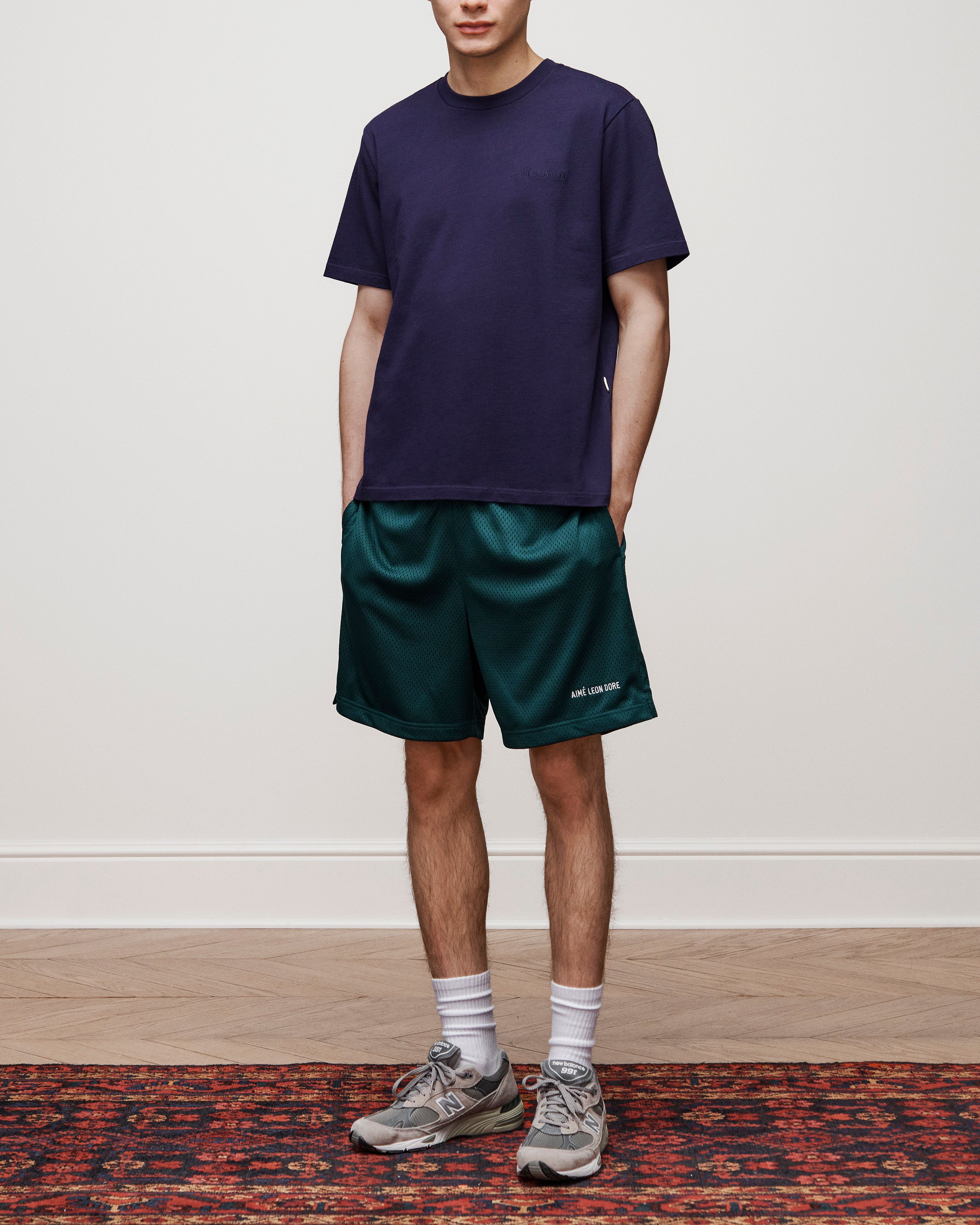 aim-leon-dore-logo-gym-short-gr-n-mesh image 3