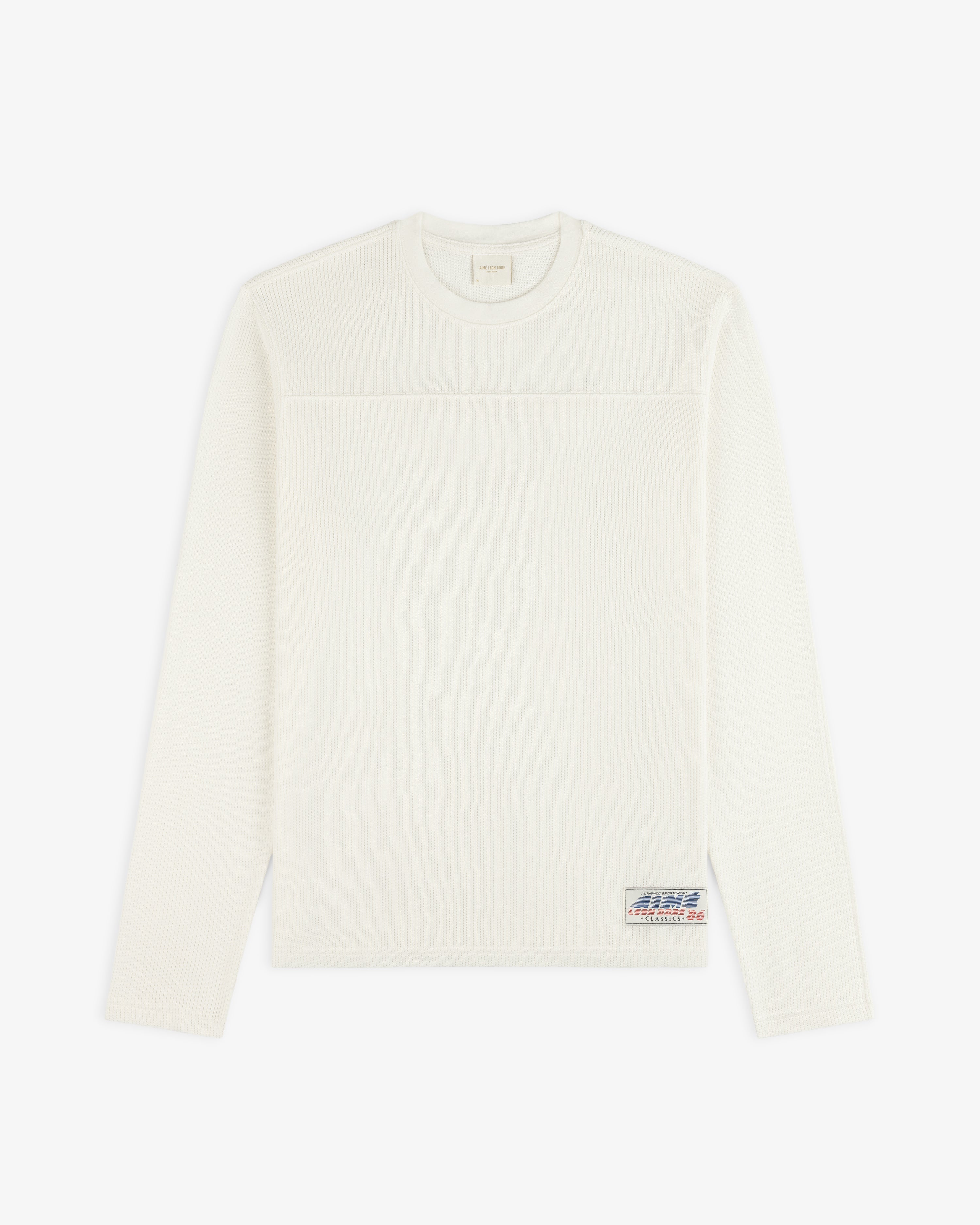 aim-leon-dore-long-sleeve-mesh-football-tee-creme-250-gsm image 2