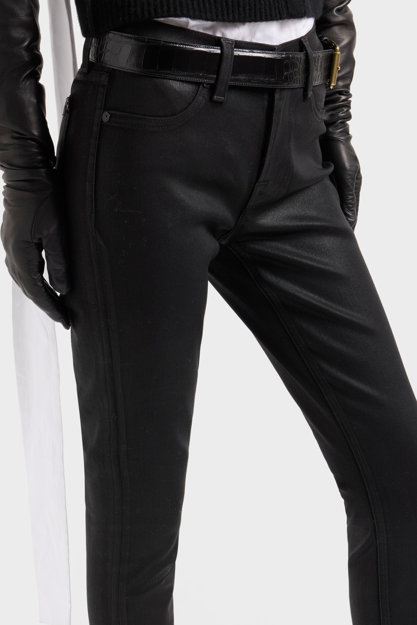 7-for-all-mankind-high-waist-ankle-skinny-jeans-coated-denim-black image 6