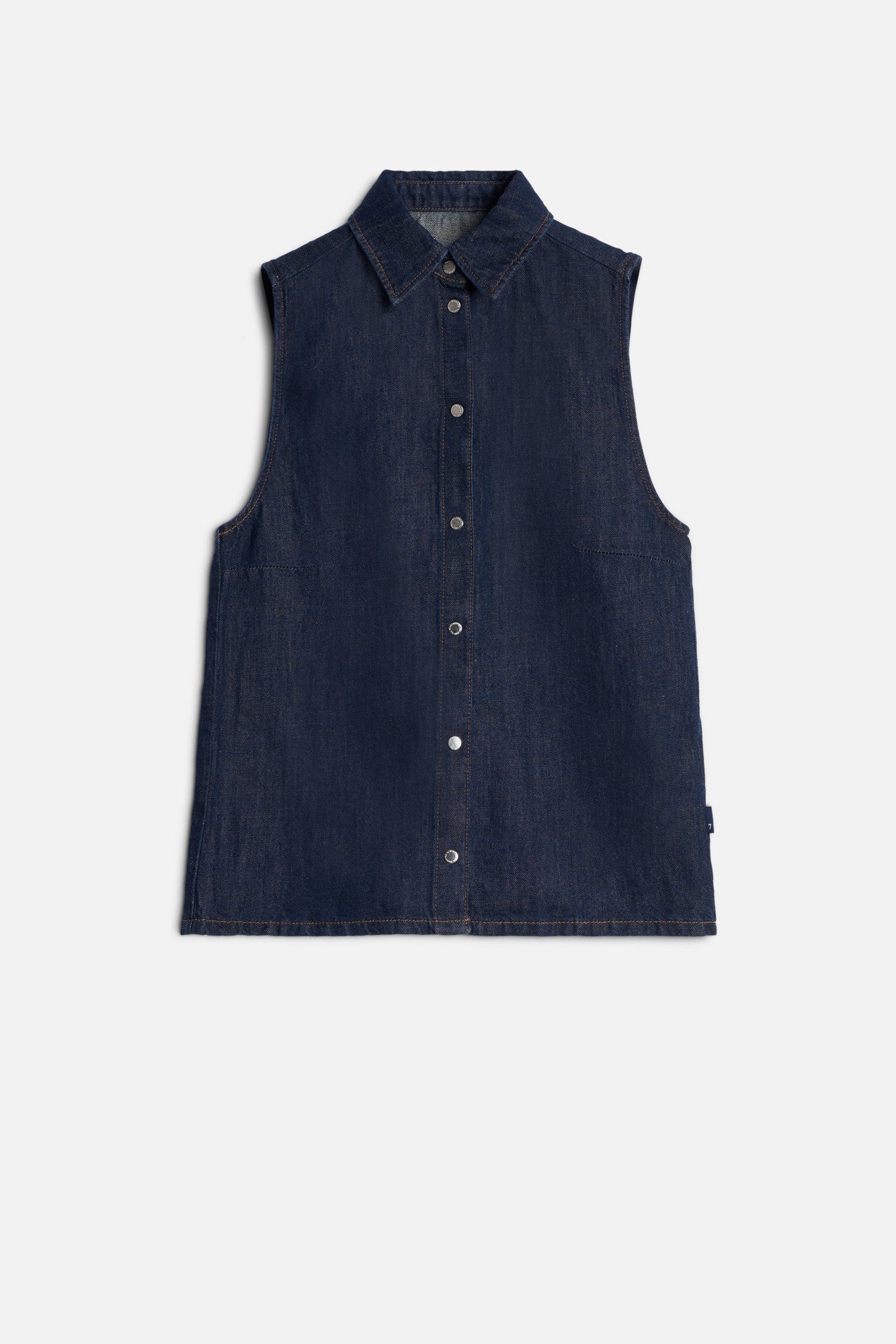 7-for-all-mankind-sleeveless-shirt-bluse-indigo-linen-blossom image 1
