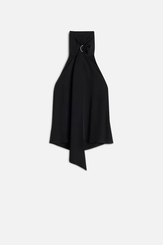 7-for-all-mankind-silk-halter-top-in-black image 1