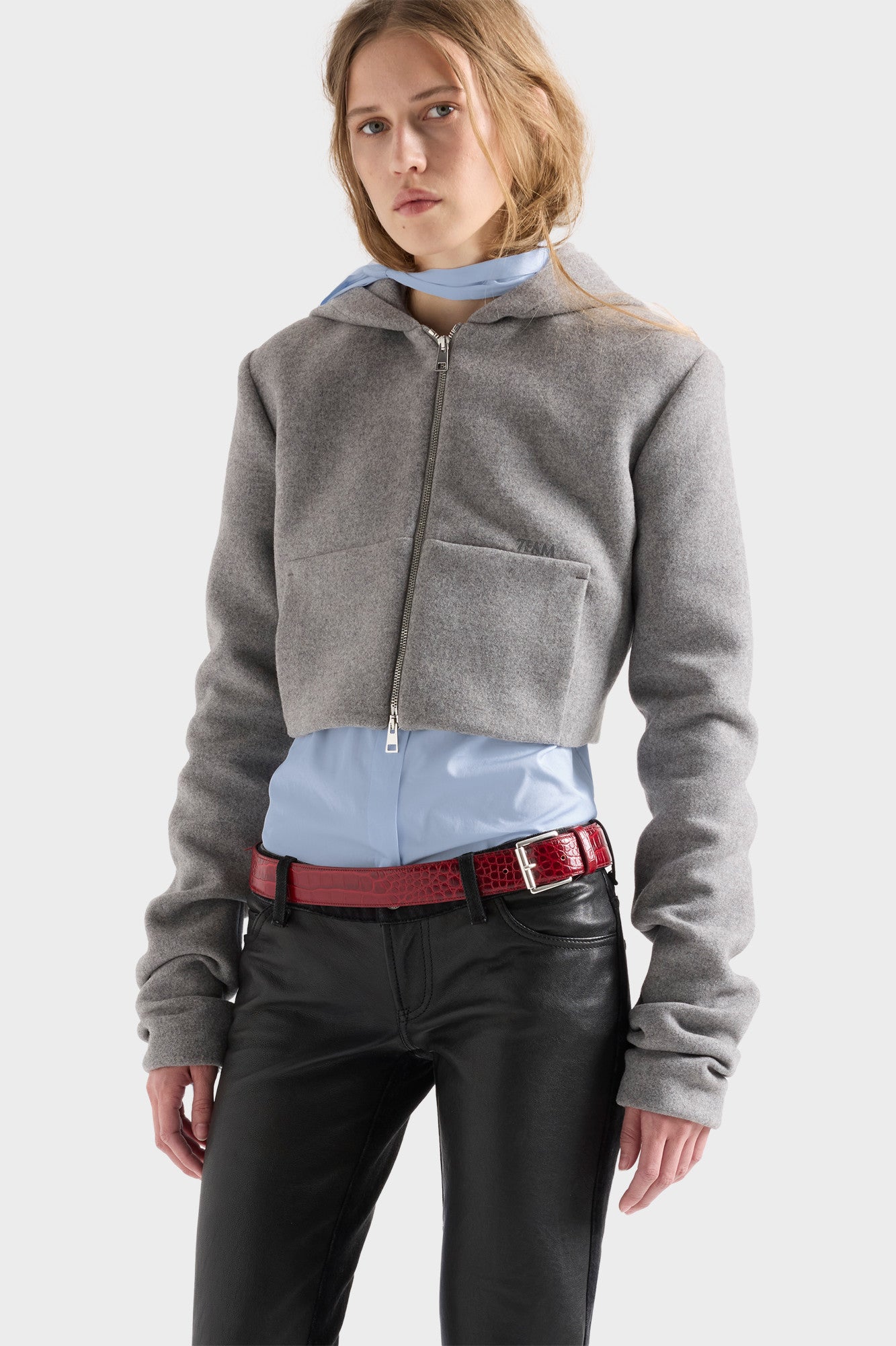 7-for-all-mankind-ruched-zip-hoodie-in-wool-slate image 3
