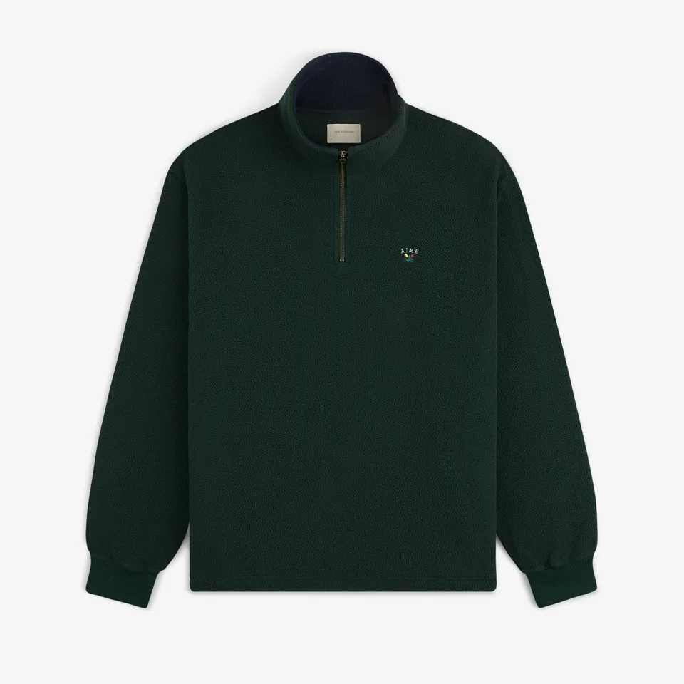 aim-leon-dore-crest-quarter-zip-fleece-pullover-gr-n-regular-fit image 1