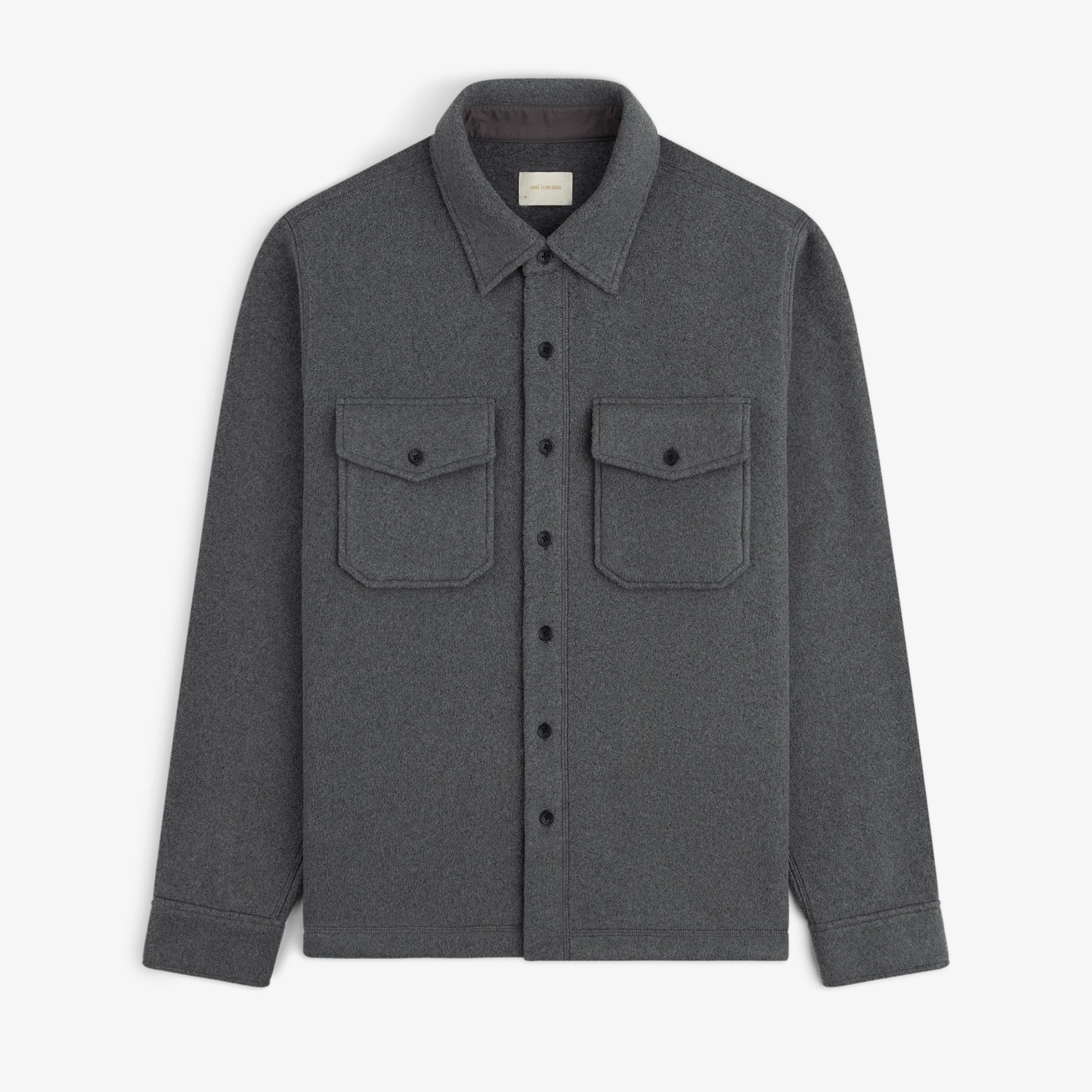 aim-leon-dore-melange-fleece-shirt-graues-fleecehemd-regular-fit image 1