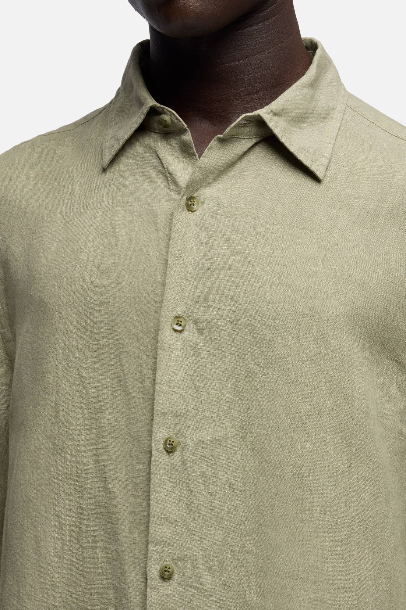 7-for-all-mankind-classic-button-up-shirt-linen-army-herrenhemd image 4