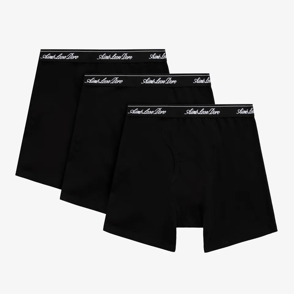 aim-leon-dore-boxer-brief-3-pack-unterhose-schwarz image 1