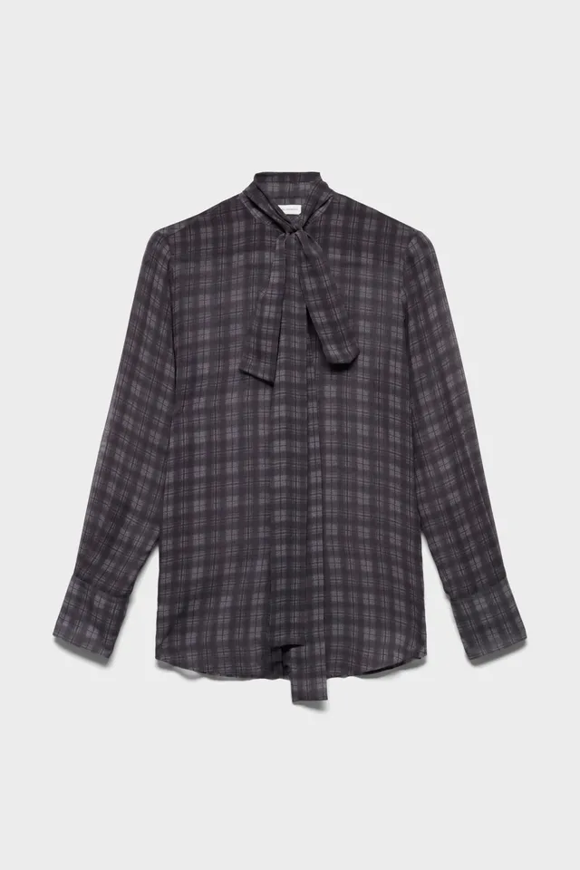 7-for-all-mankind-long-sleeve-bow-shirt-silk-houndstooth-grey-damen-seidenbluse image 1