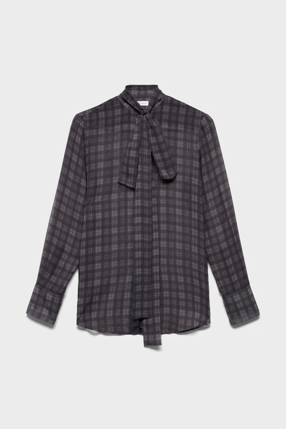 7-for-all-mankind-long-sleeve-bow-shirt-silk-houndstooth-grey-damen-seidenbluse image 1
