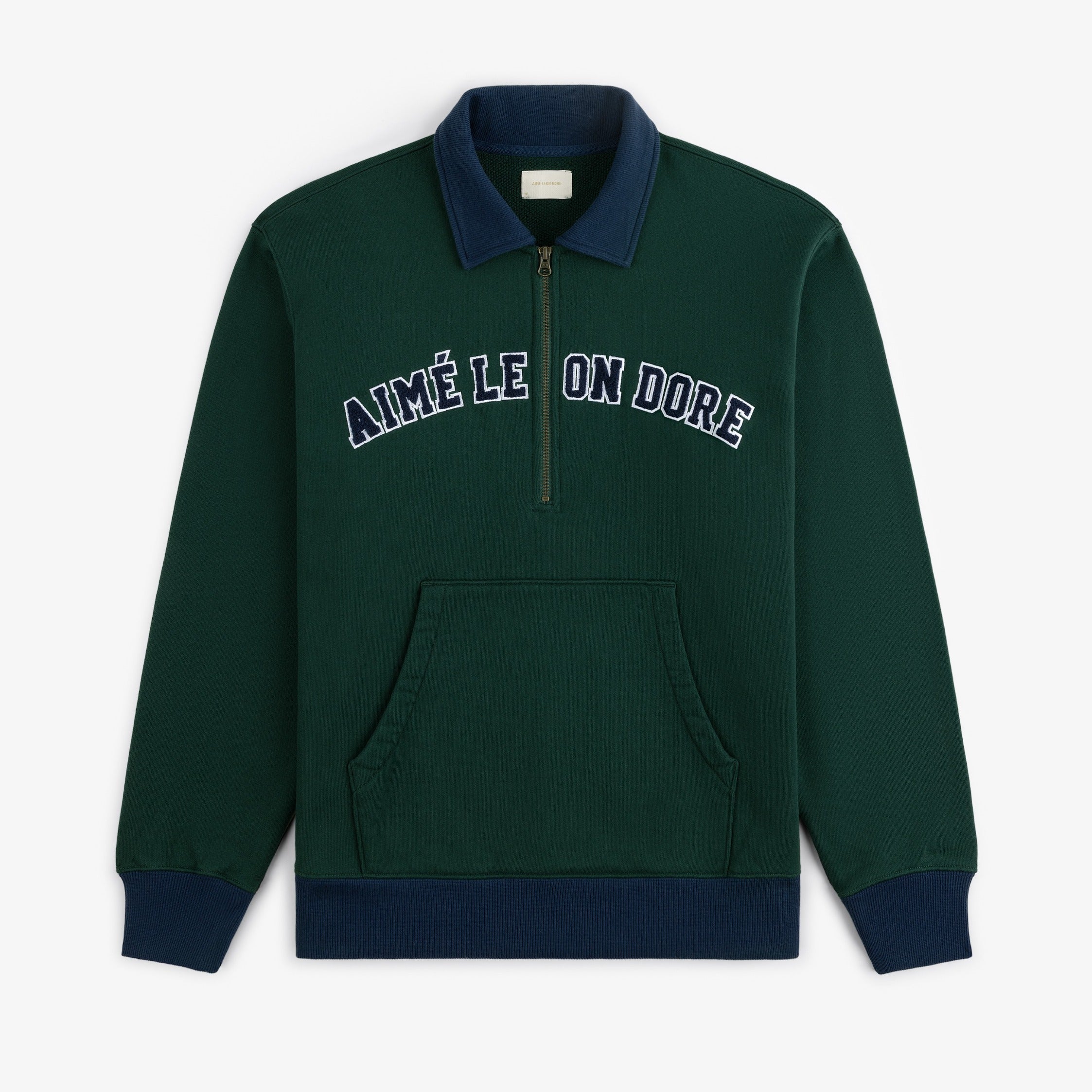 aim-leon-dore-collegiate-quarter-zip-pullover-gr-n image 1