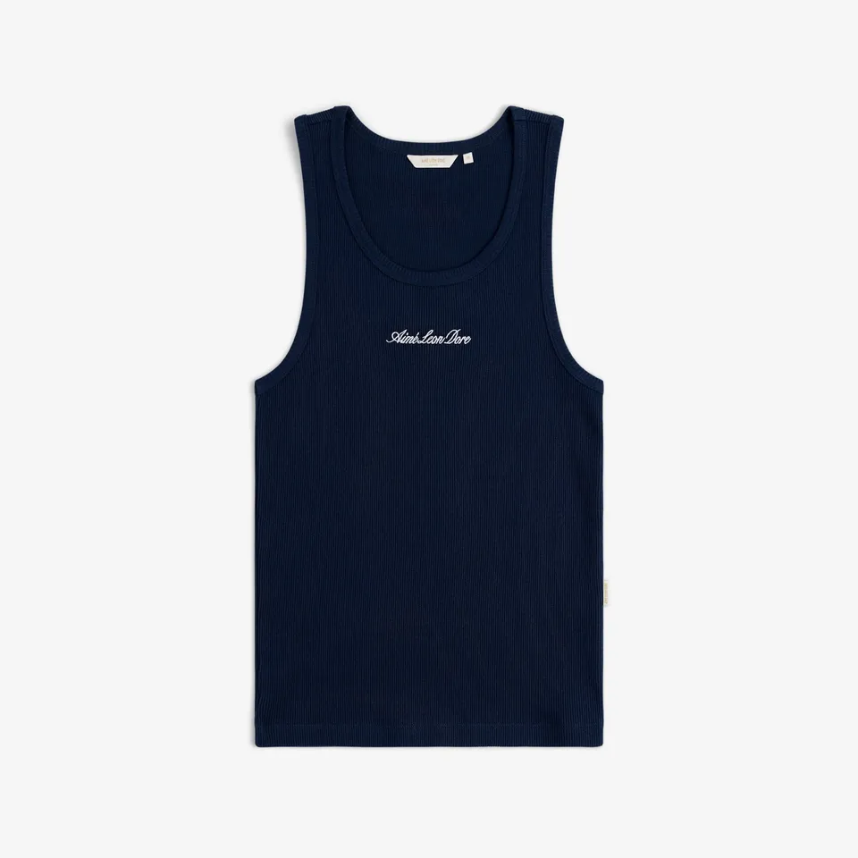 aim-leon-dore-embroidered-logo-tank-top-navy-damen-top-slim-fit image 1