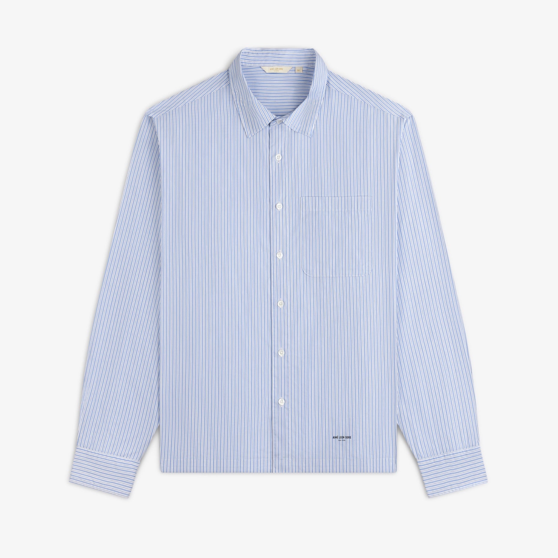 aim-leon-dore-poplin-casual-shirt-blau-streifen image 1